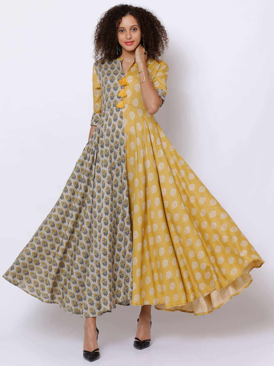 Vishudh Women Rayon Printed A-line Kurti ( Yellow ) Vishudh Women Rayon Printed A-line Kurti ( Yellow )