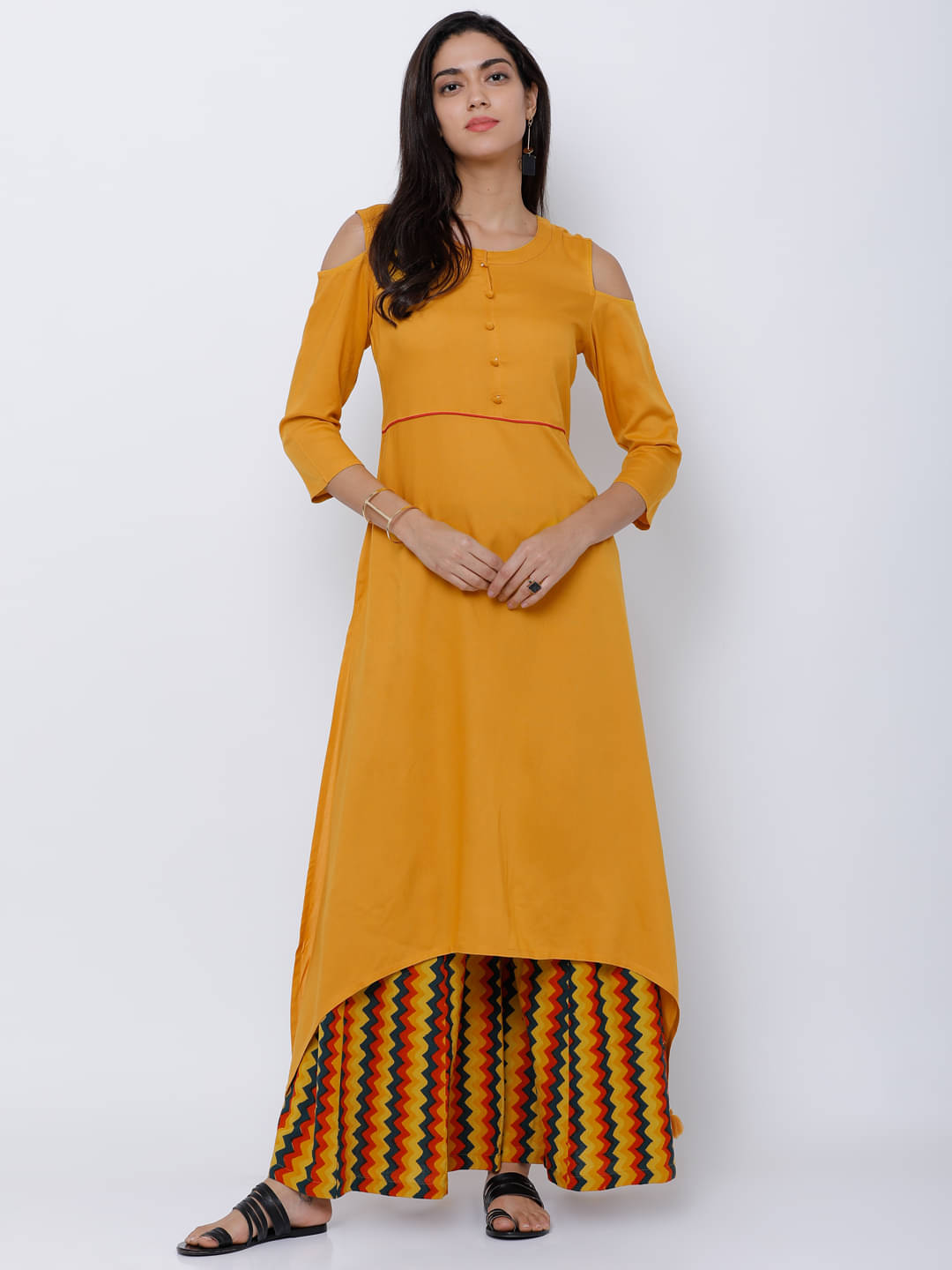     			Vishudh Women Rayon Solid A-line Kurti ( Yellow )