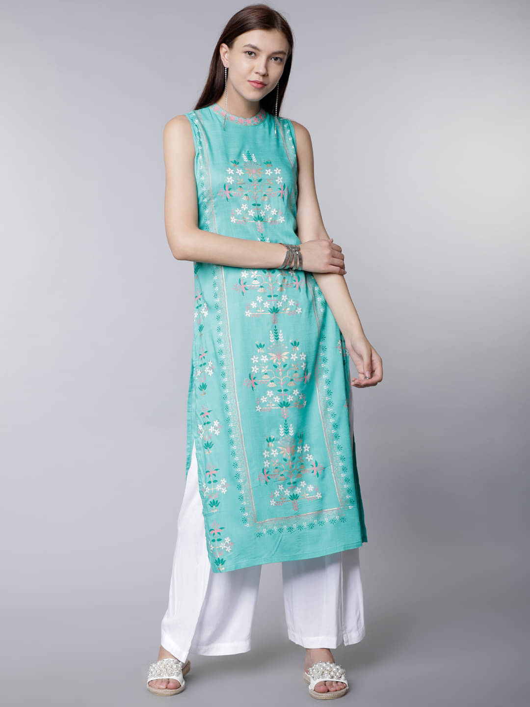 Vishudh Women Viscose Printed Straight Kurti ( Green ) Vishudh Women Viscose Printed Straight Kurti ( Green )
