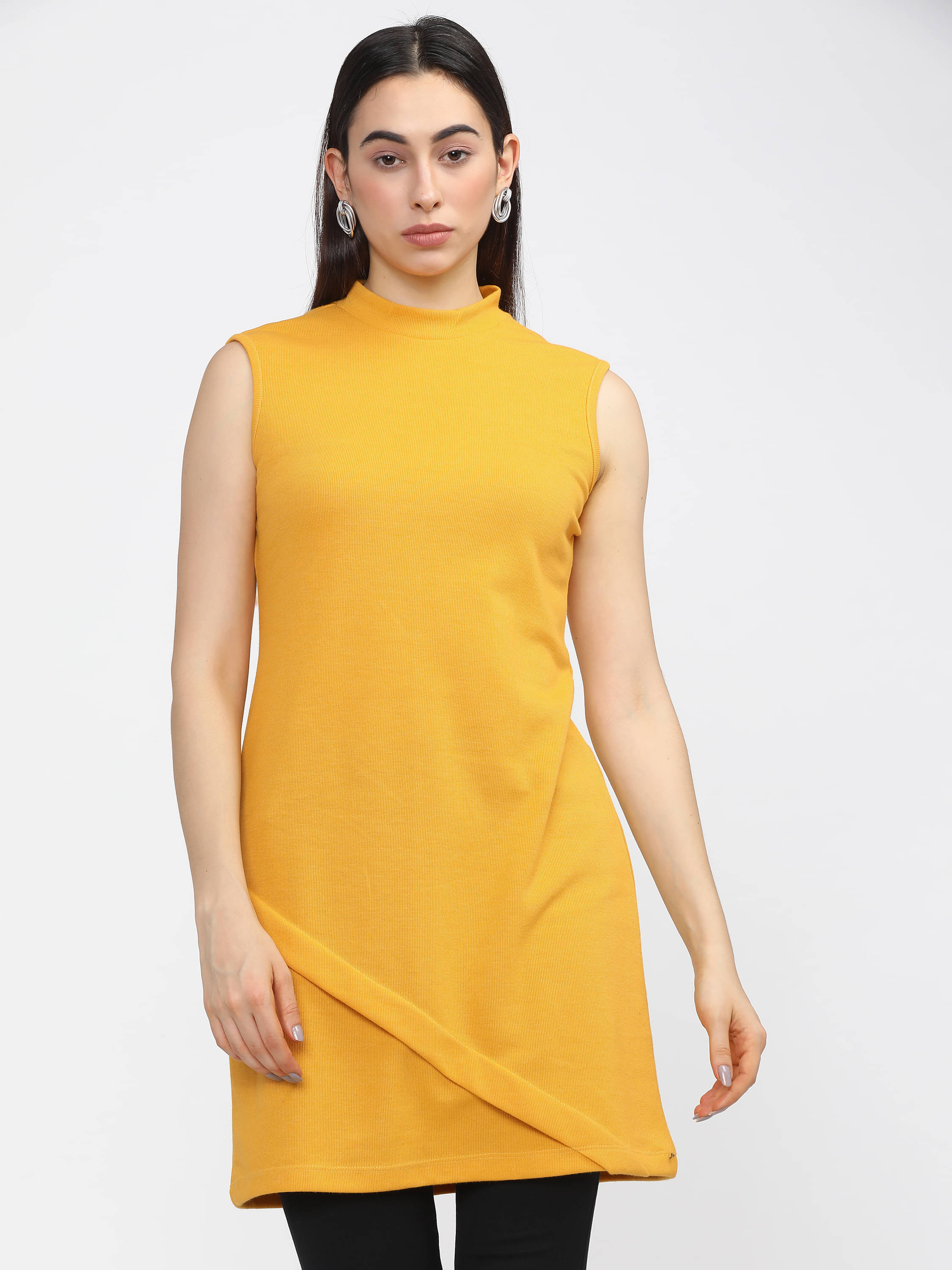 Vishudh Women's Cotton Blend Tunic ( Yellow ) Vishudh Women's Cotton Blend Tunic ( Yellow )