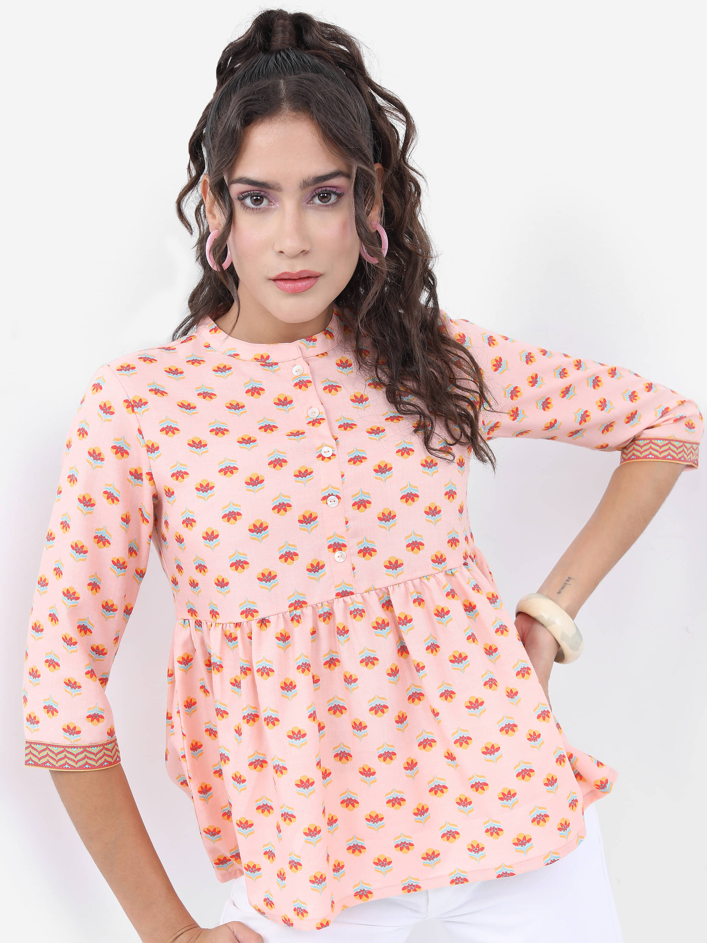     			Vishudh Women's Polyester Peplum Top ( Peach )