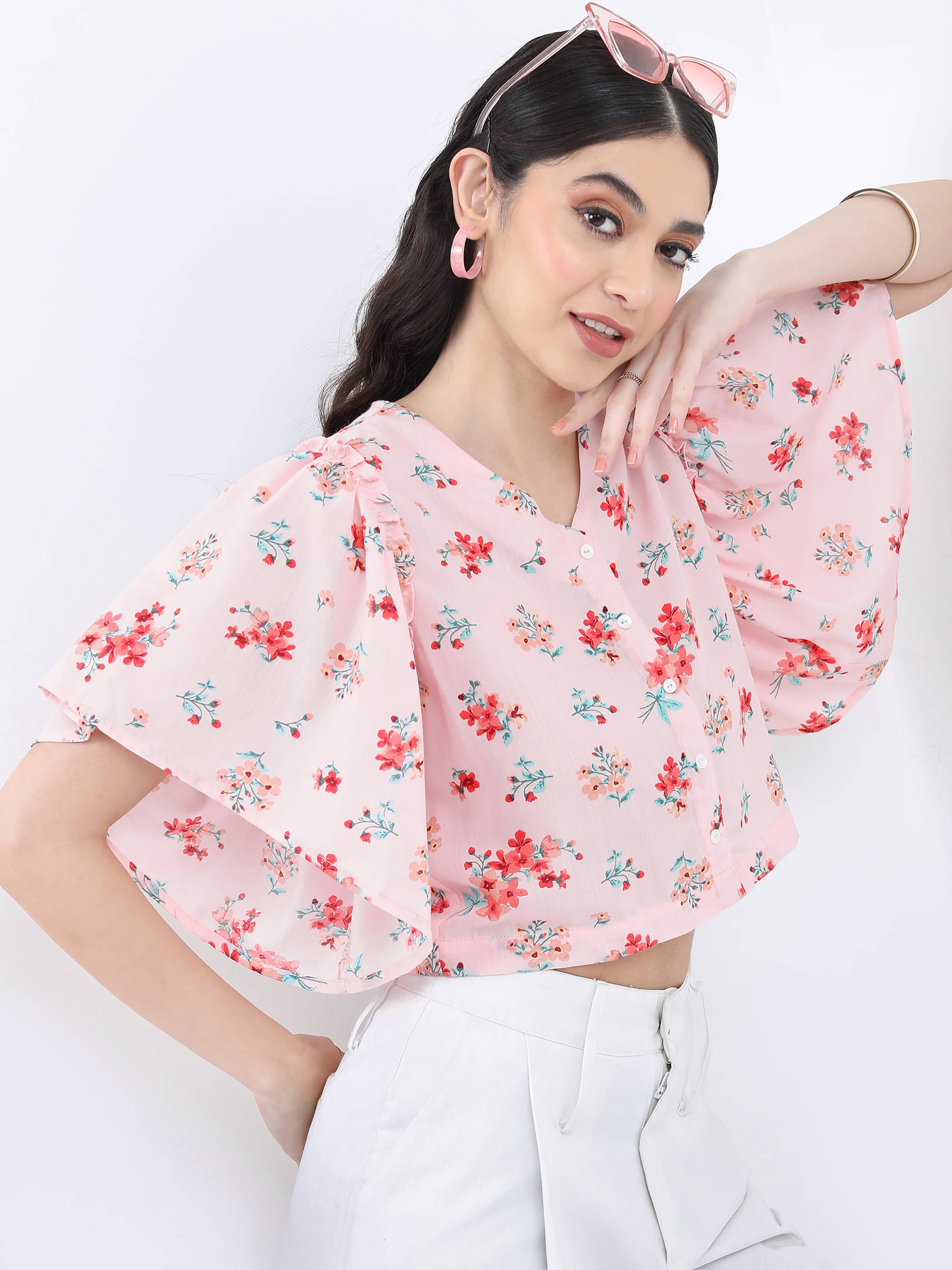 Vishudh Women's Polyester Regular Top ( Pink ) Vishudh Women's Polyester Regular Top ( Pink )