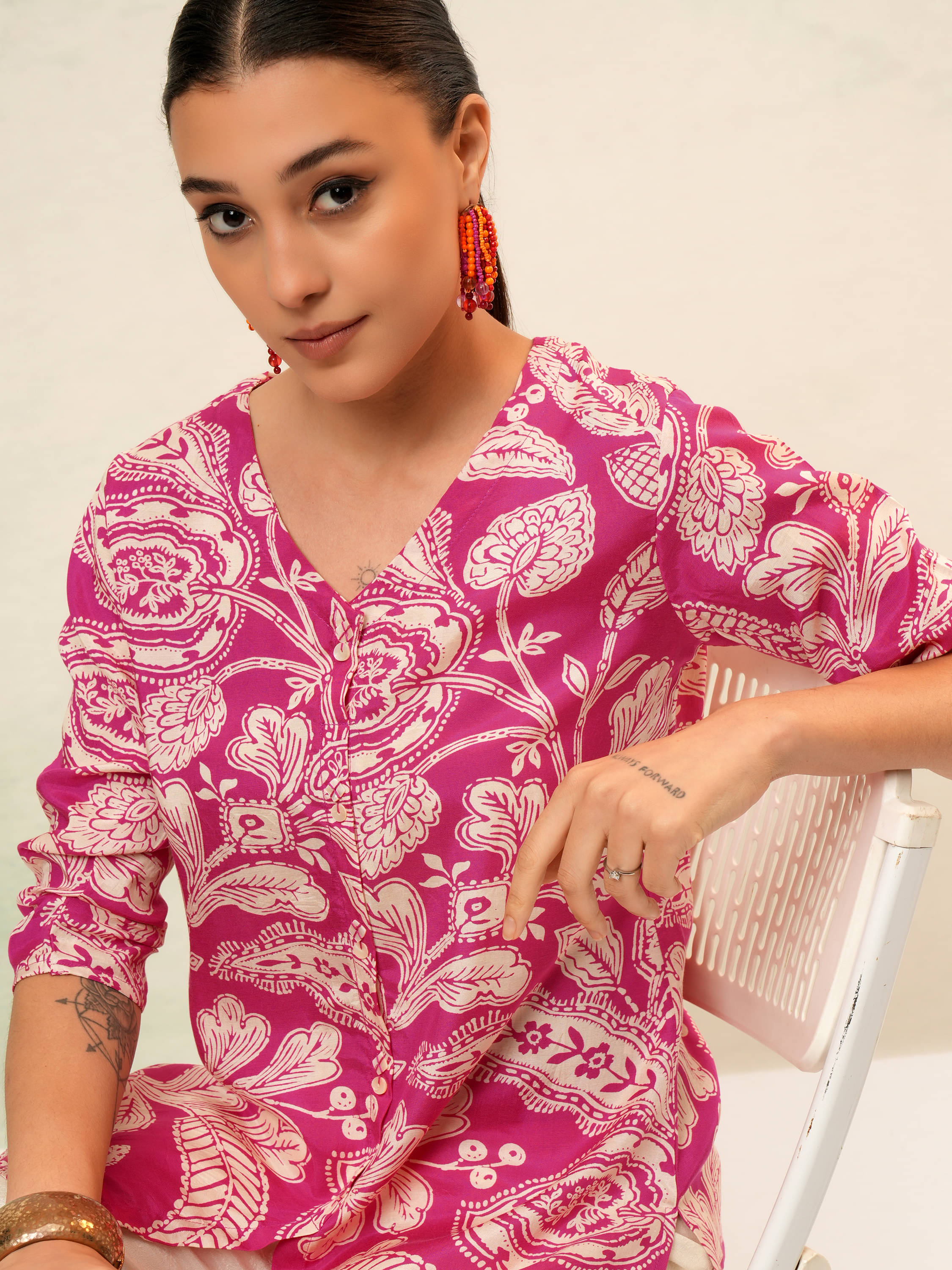 Vishudh Women's Viscose Regular Top ( Pink ) Vishudh Women's Viscose Regular Top ( Pink )