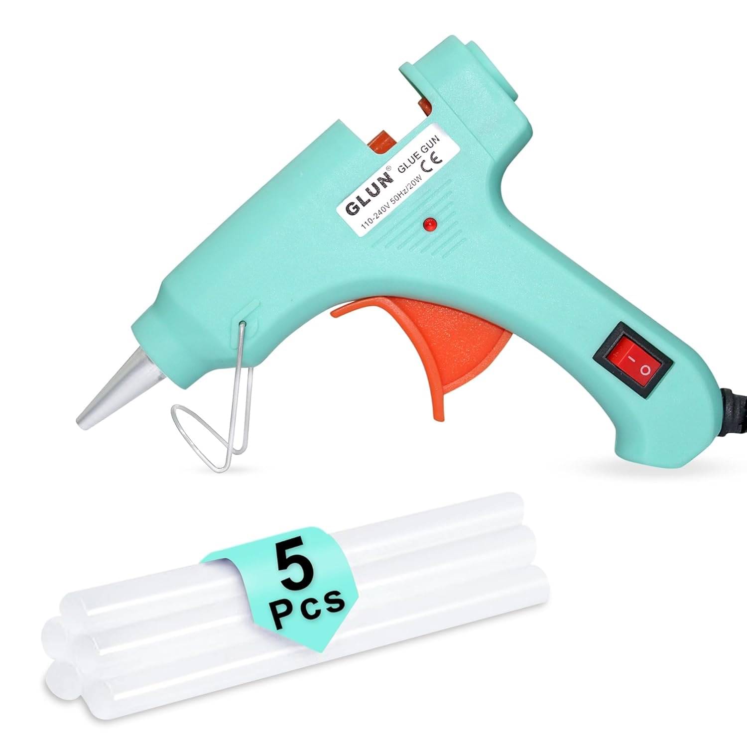     			WHIMSICAL WONDERS  1 Pc 20W Glue Gun with 7mm Glue Sticks, LED Indicator, On/Off Switch, Ideal for Crafts & DIY (5 Sticks)Transparent Glue Sticks For Craft Specialist