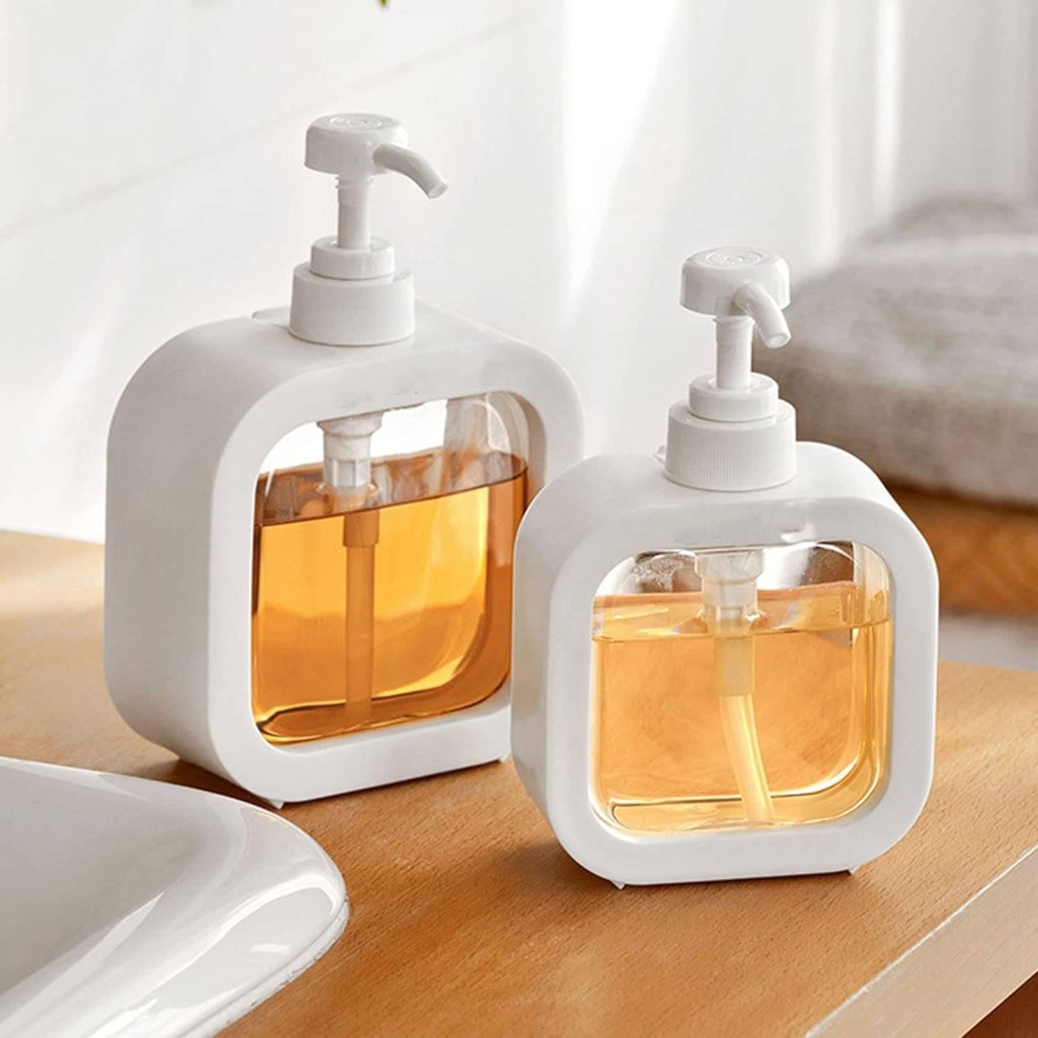     			WHIMSICAL WONDERS 2 Pc 300ml Plastic Hand Soap Dispenser with Pump, Liquid Soap Dispenser for Bathroom, Kitchen, Sink, Wash Basin (Multi Colour) (Pack of 2)