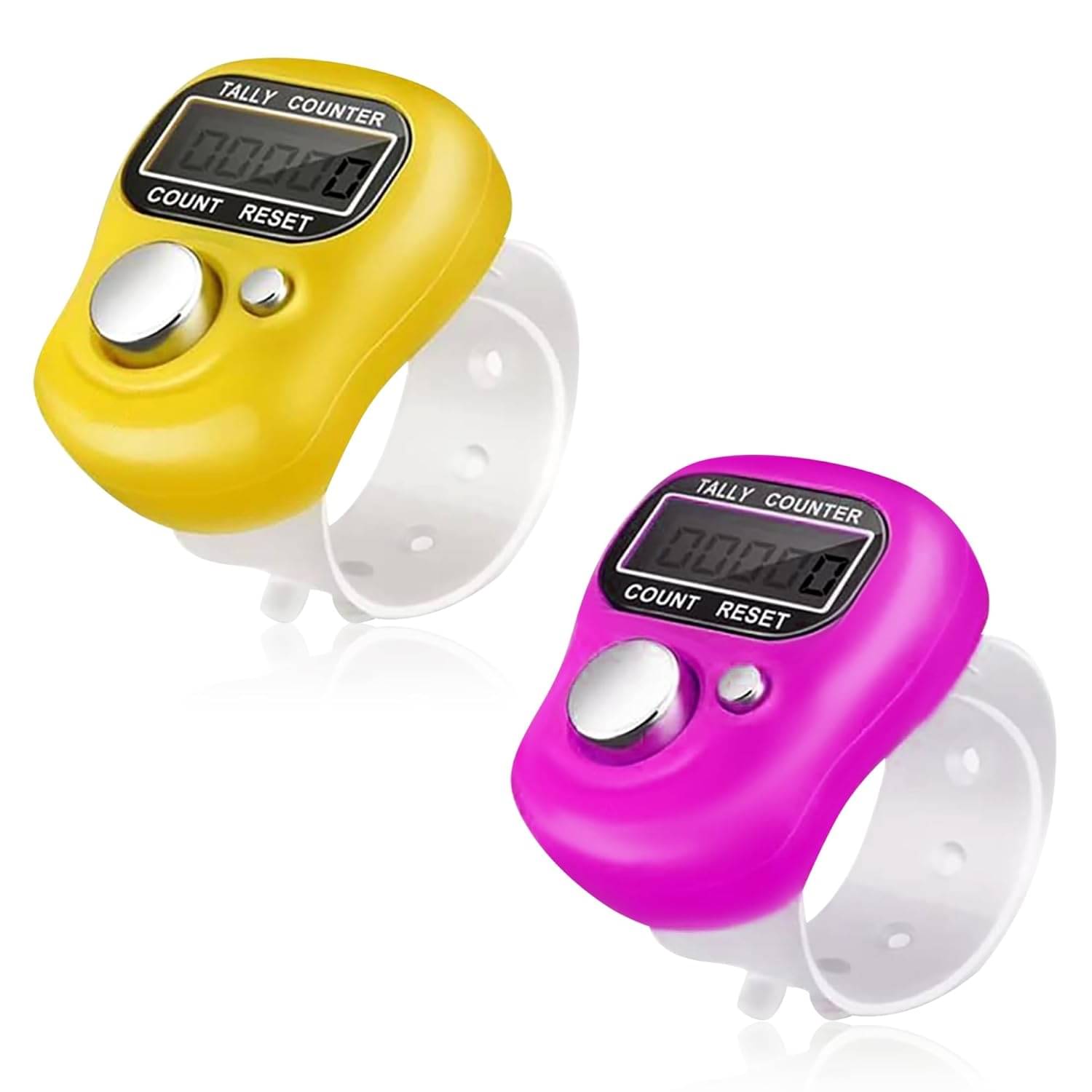 WHIMSICAL WONDERS 2 Pc Finger Ring Counter, 4 Digit Hand Clicker Tally Counter Multicolour with Clear Visible Numbers, Useful for Jaap mala Counter | Tasbeeh Counter Various Counting Purposes WHIMSICAL WONDERS 2 Pc Finger Ring Counter, 4 Digit Hand Clicker Tally Counter Multicolour with Clear Visible Numbers, Useful for Jaap mala Counter | Tasbeeh Counter Various Counting Purposes