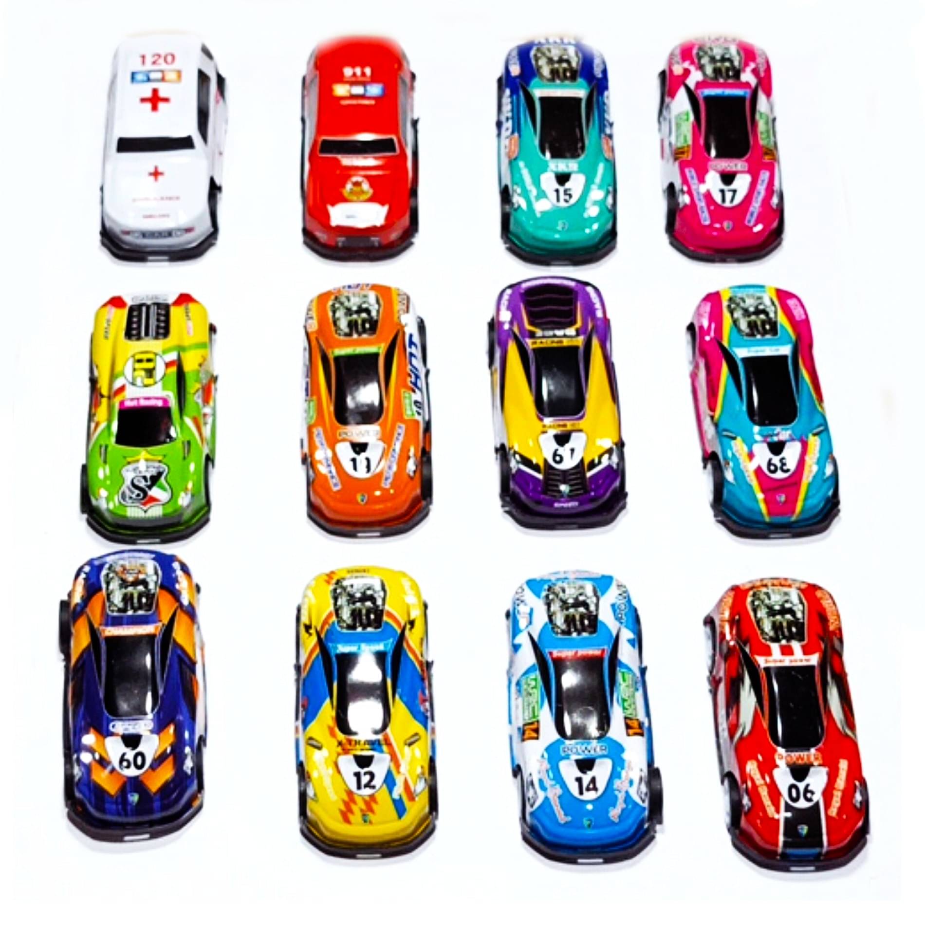     			Xalence Die Cast Racing/Rally 12 Car Set, Push Back -Metal, BIS Approved
