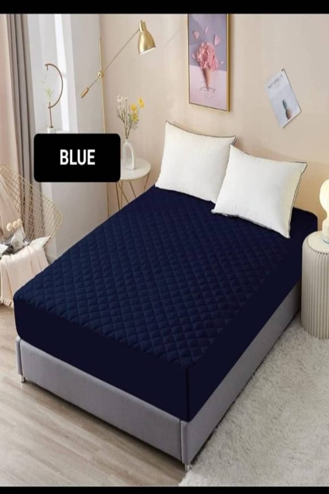     			ANIL HANDLOOM IND Blue Cotton Mattress Cover