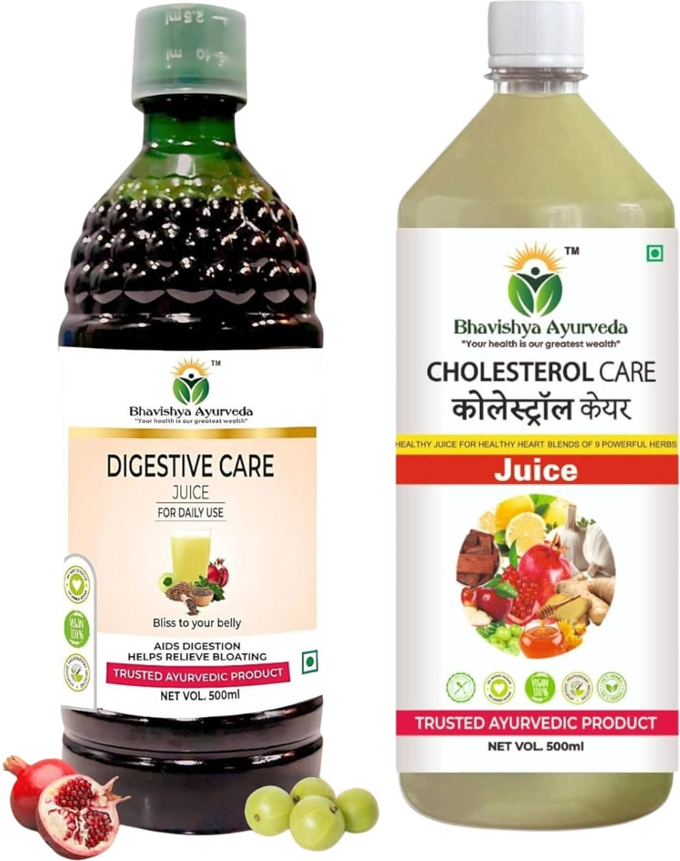 Bhavishya Ayurveda Digestive Care Juice & Cholesterol Care Juice Combo Natural Wellness Pack 500ml (Pack of 2) Bhavishya Ayurveda Digestive Care Juice & Cholesterol Care Juice Combo Natural Wellness Pack 500ml (Pack of 2)