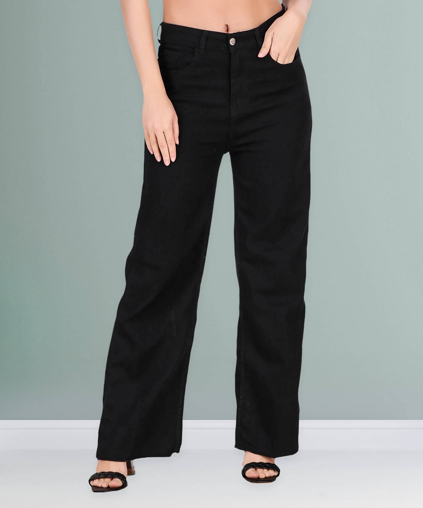     			Coutume Collections Women's Flared Mid-Rise Jeans ( Black )