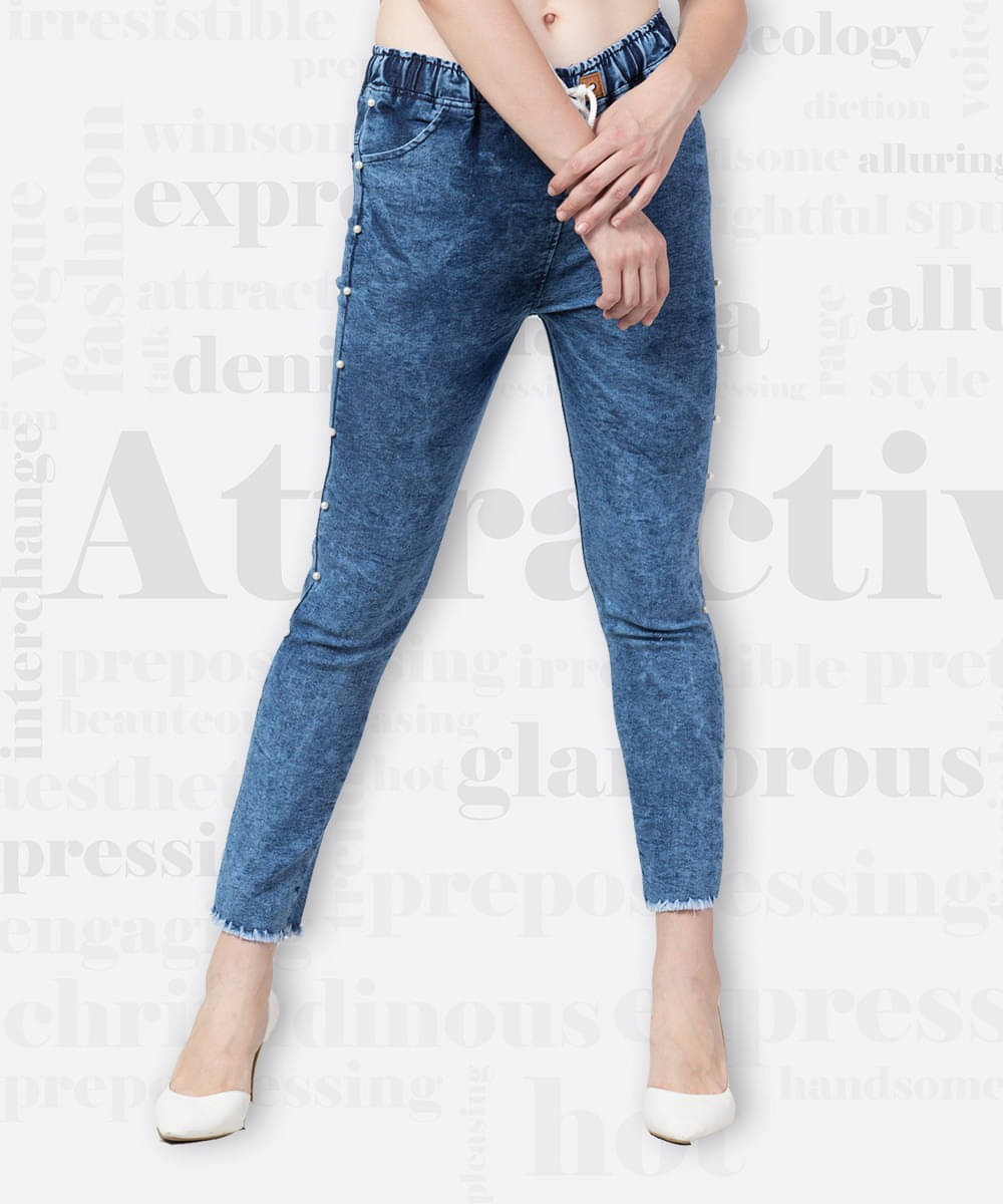     			Coutume Collections Women's Jogger Mid-Rise Jeans ( Blue )