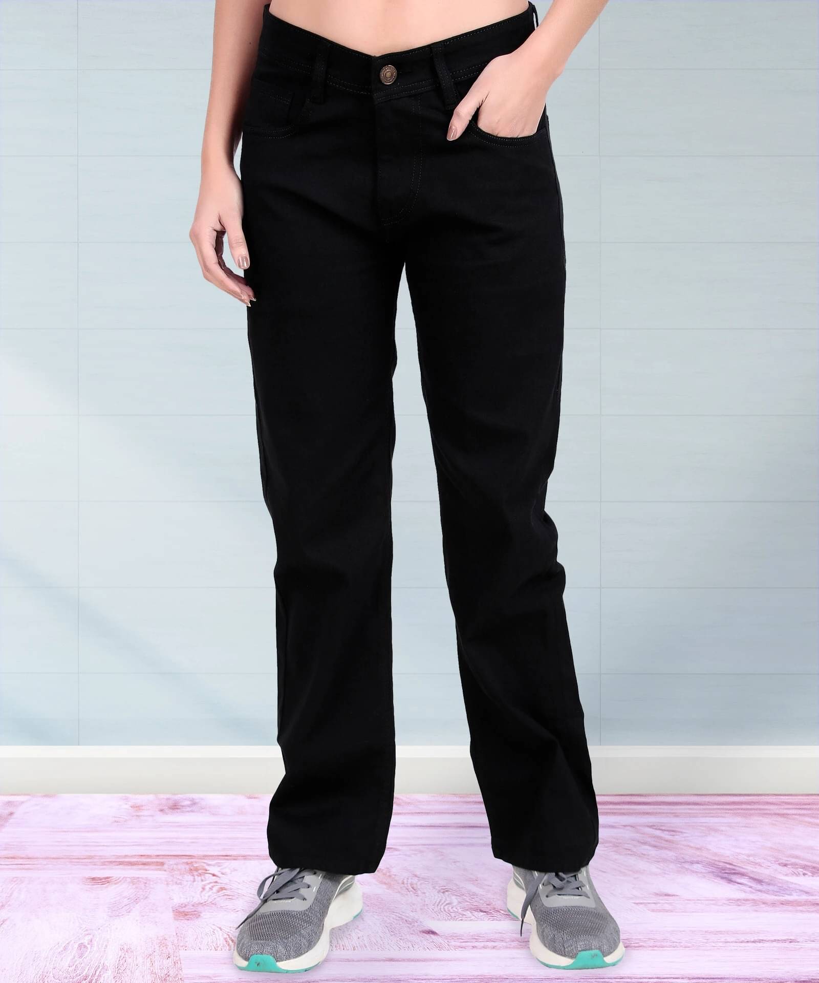     			Coutume Collections Women's Relaxed Fit Mid-Rise Jeans ( Black )