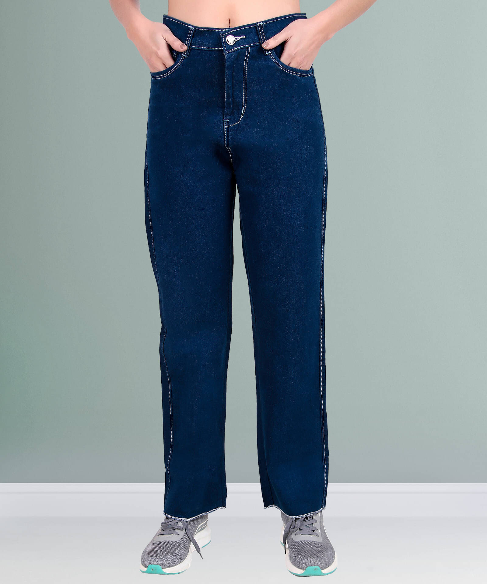     			Coutume Collections Women's Straight Fit Mid-Rise Jeans ( Blue )