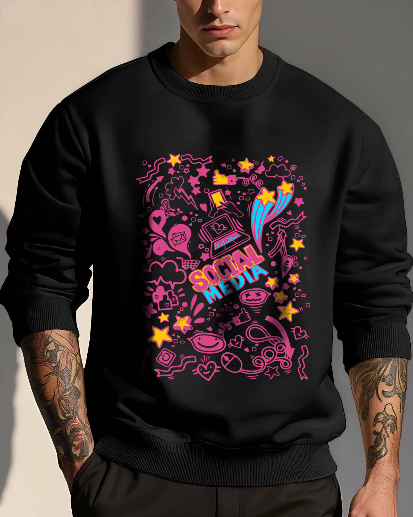     			ENITOR Fleece Round Neck Men's Sweatshirt - Black ( Pack of 1 )