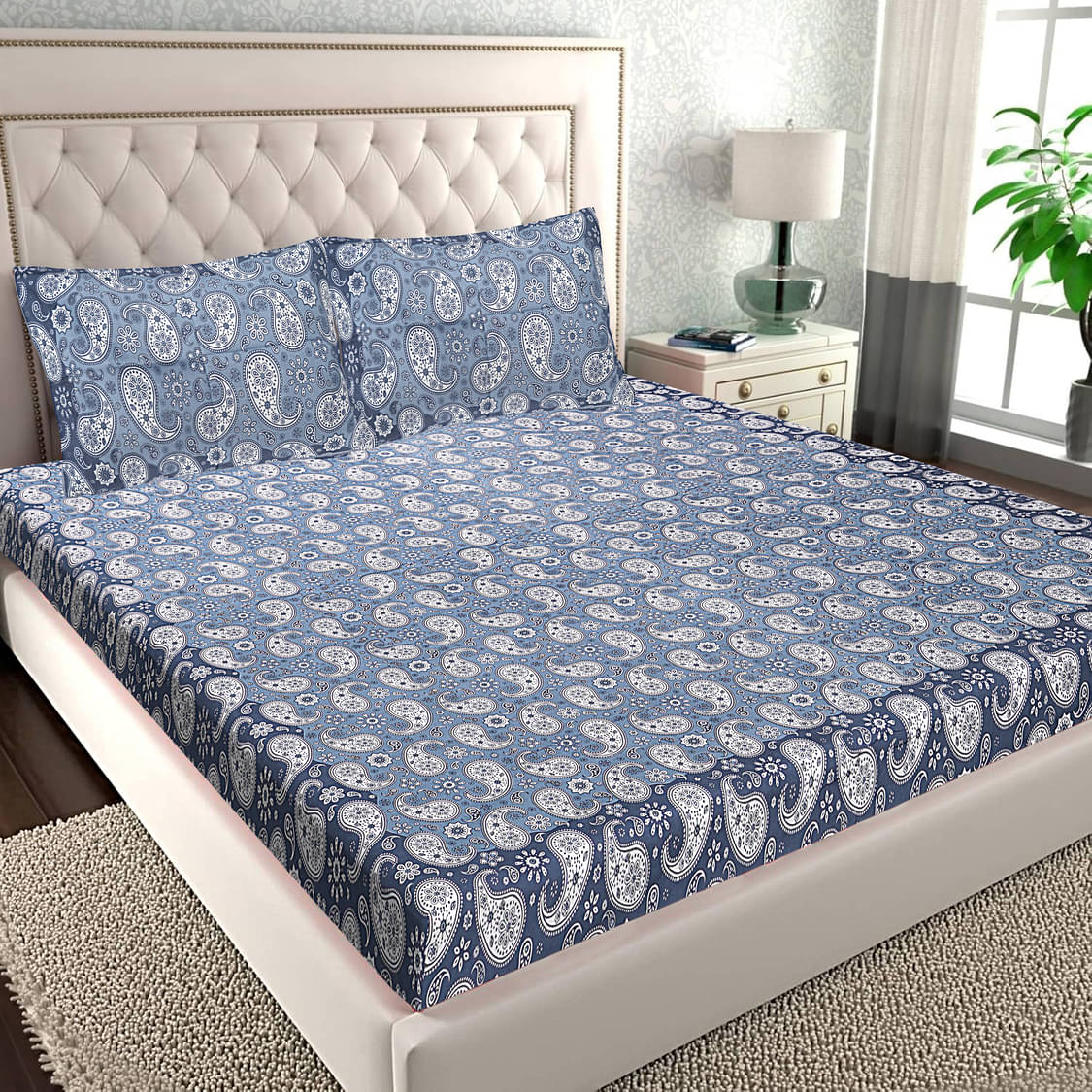     			FrionKandy Living Cotton 1 Double Bedsheet with 2 Pillow Covers ( Cream )