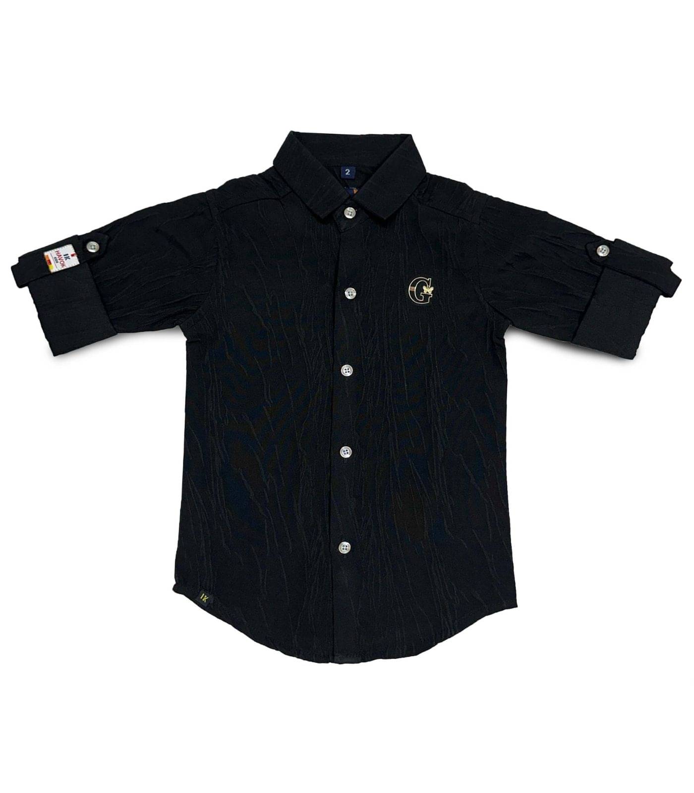 HAVOK KIDS Pack of 1 Boys Cotton Blend Full Sleeves Shirt ( Black )     			HAVOK KIDS Pack of 1 Boys Cotton Blend Full Sleeves Shirt ( Black )