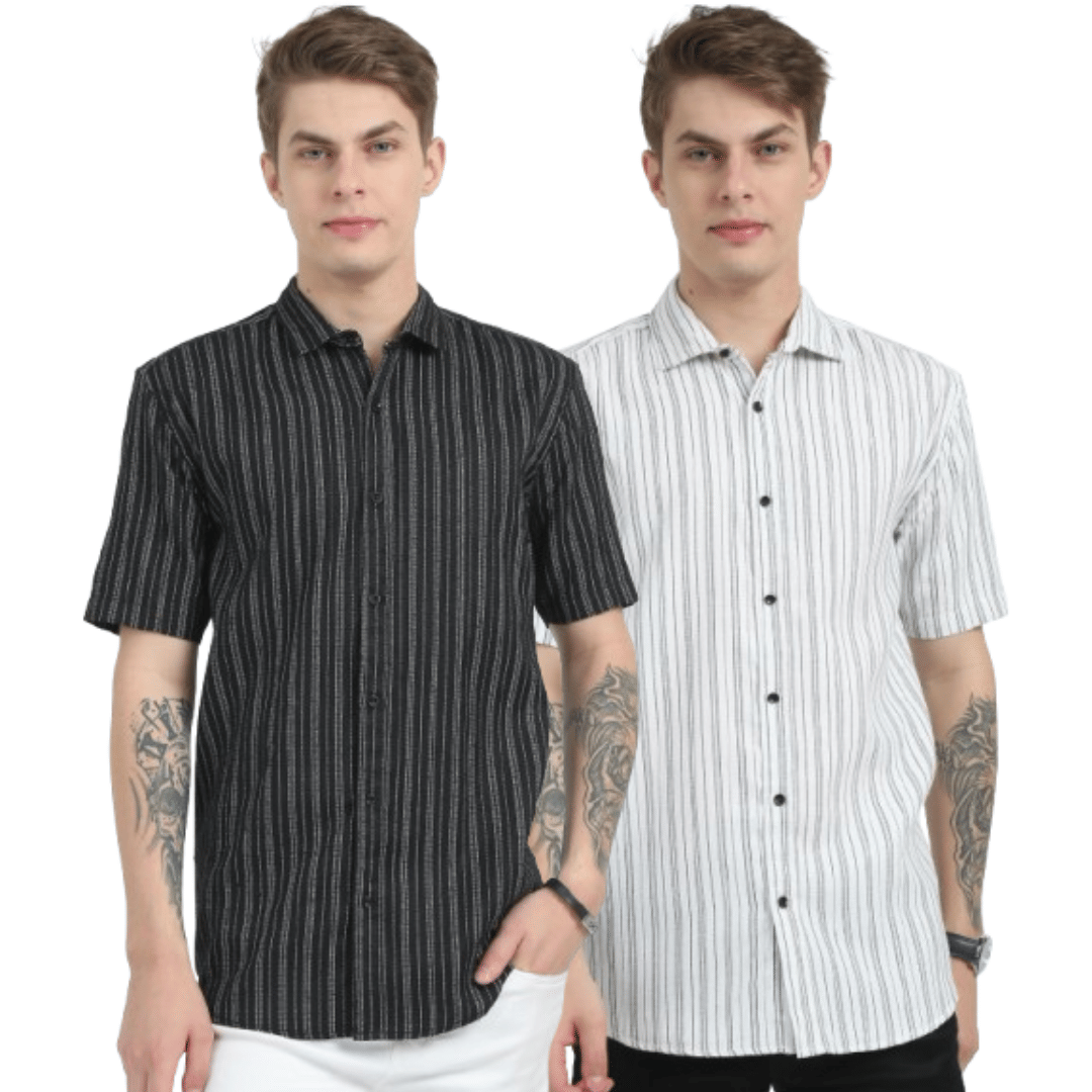     			HETIERS Poly Cotton Slim Fit Checks Half Sleeves Men's Casual Shirt - Multicolor ( Pack of 2 )
