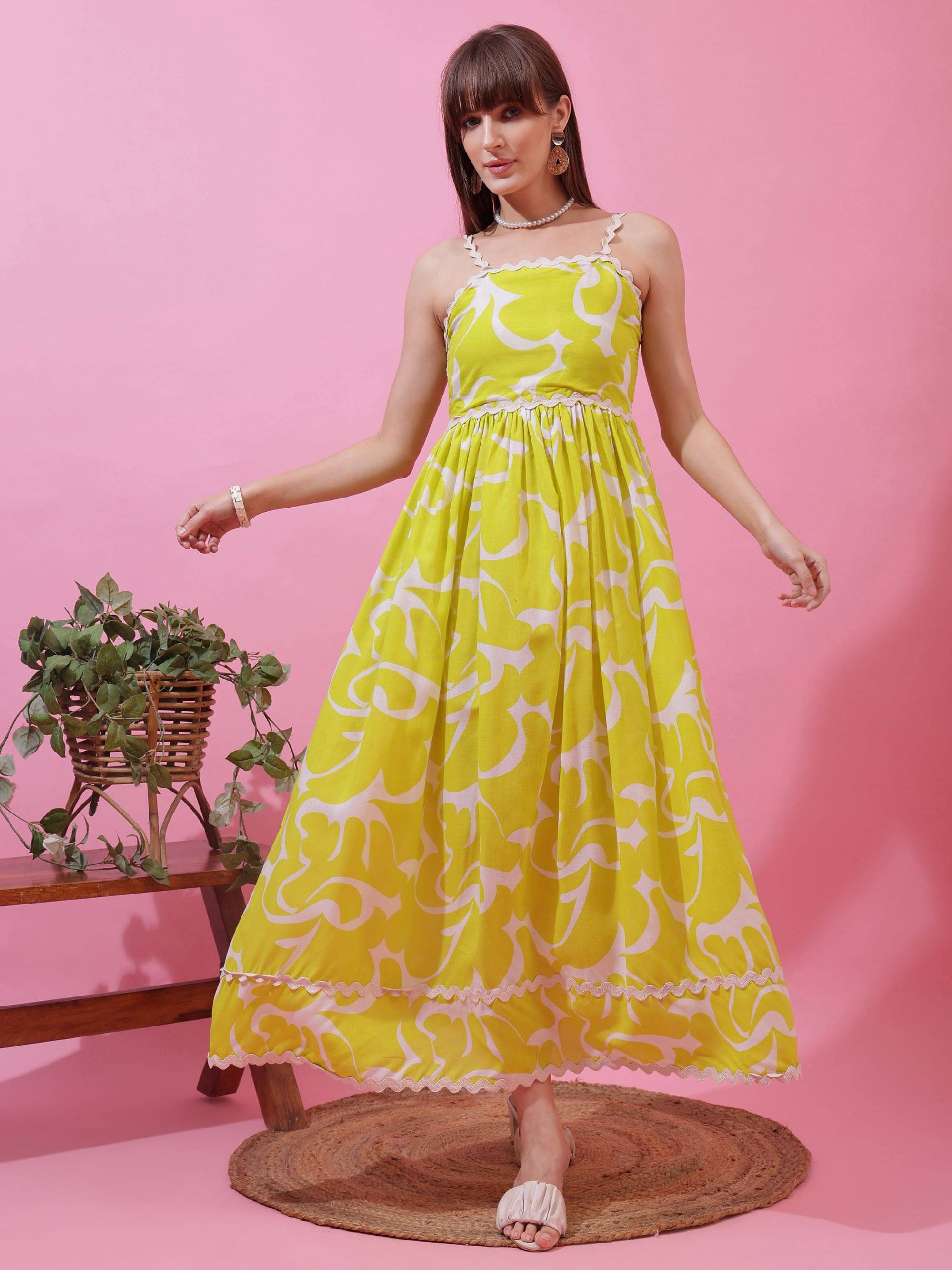     			Honky Tonky Women Cotton Printed Fit & Flare Dress ( Green )