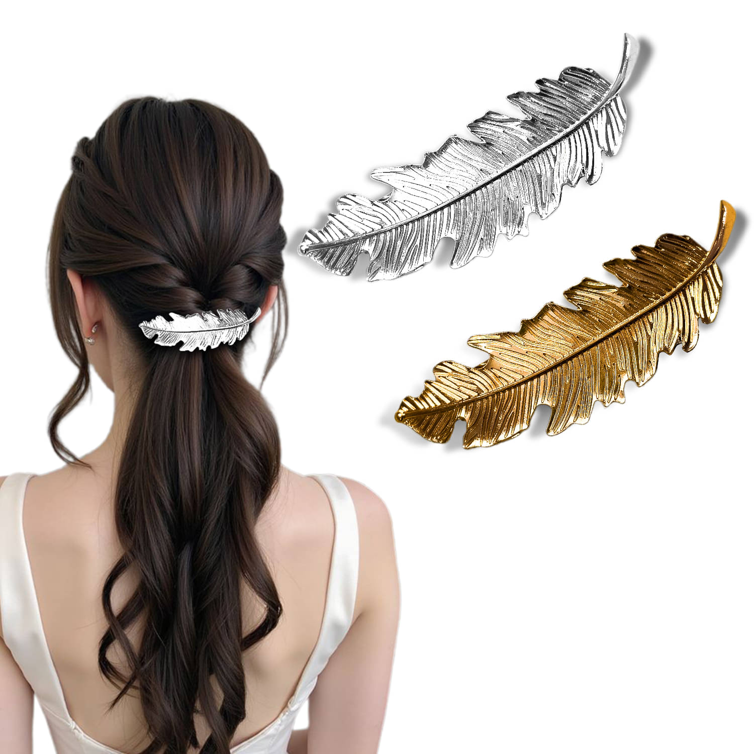     			LYKAA Gold,Silver Hair Clip ( Pack of 2 )
