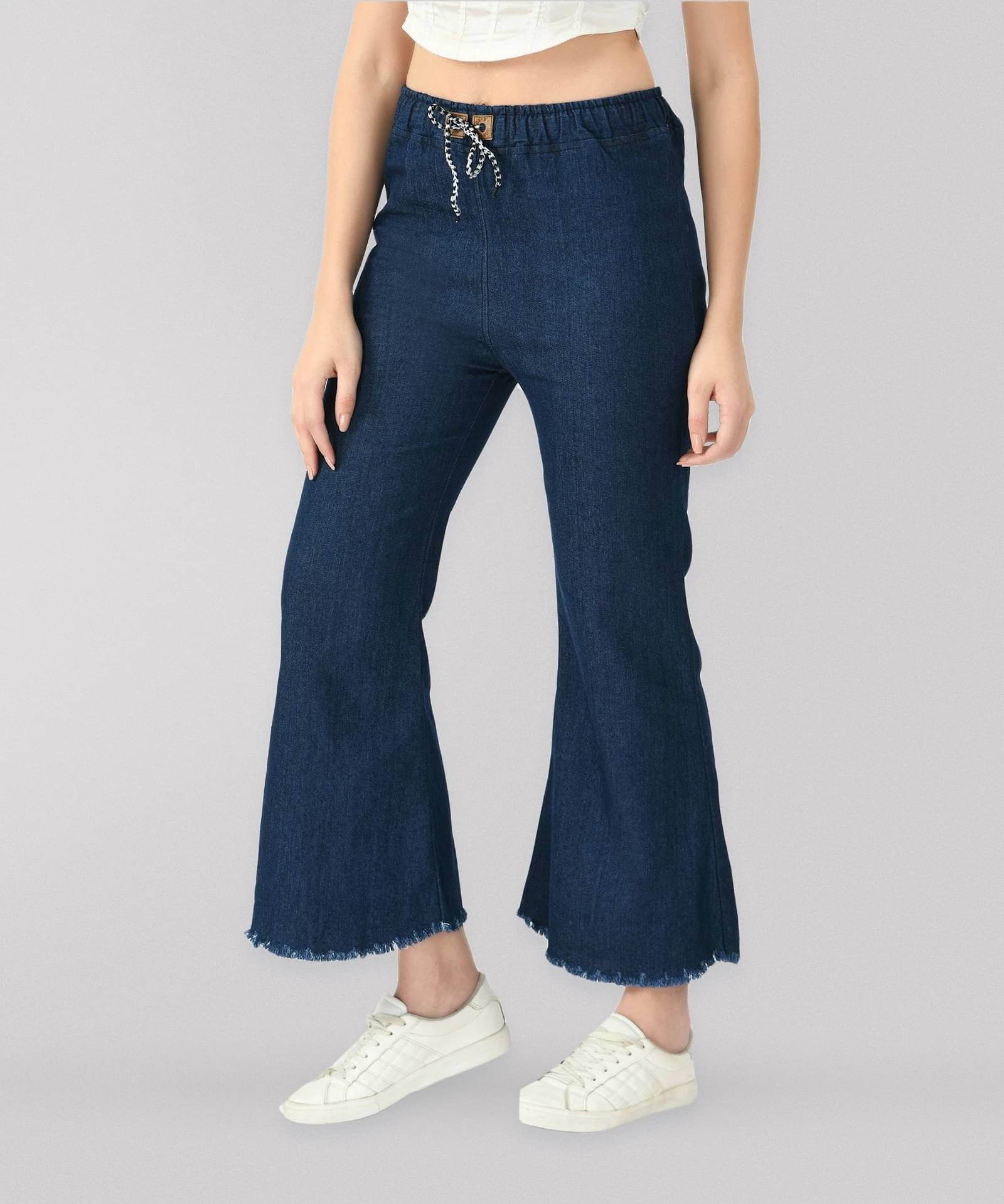     			NEUNK Women's Flared Mid-Rise Jeans ( Dark Blue )