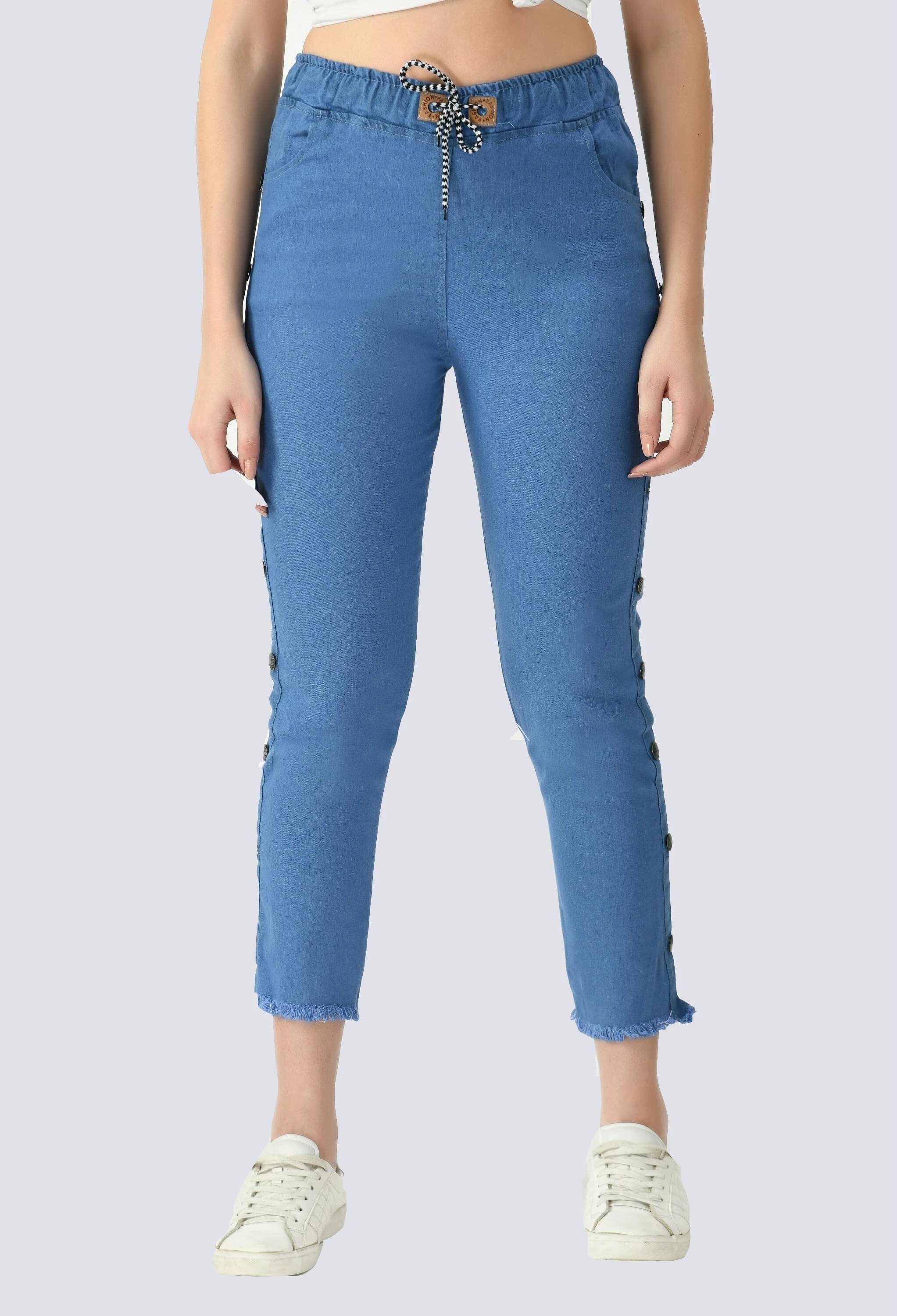     			NEUNK Women's Jogger Mid-Rise Jeans ( Light Blue )