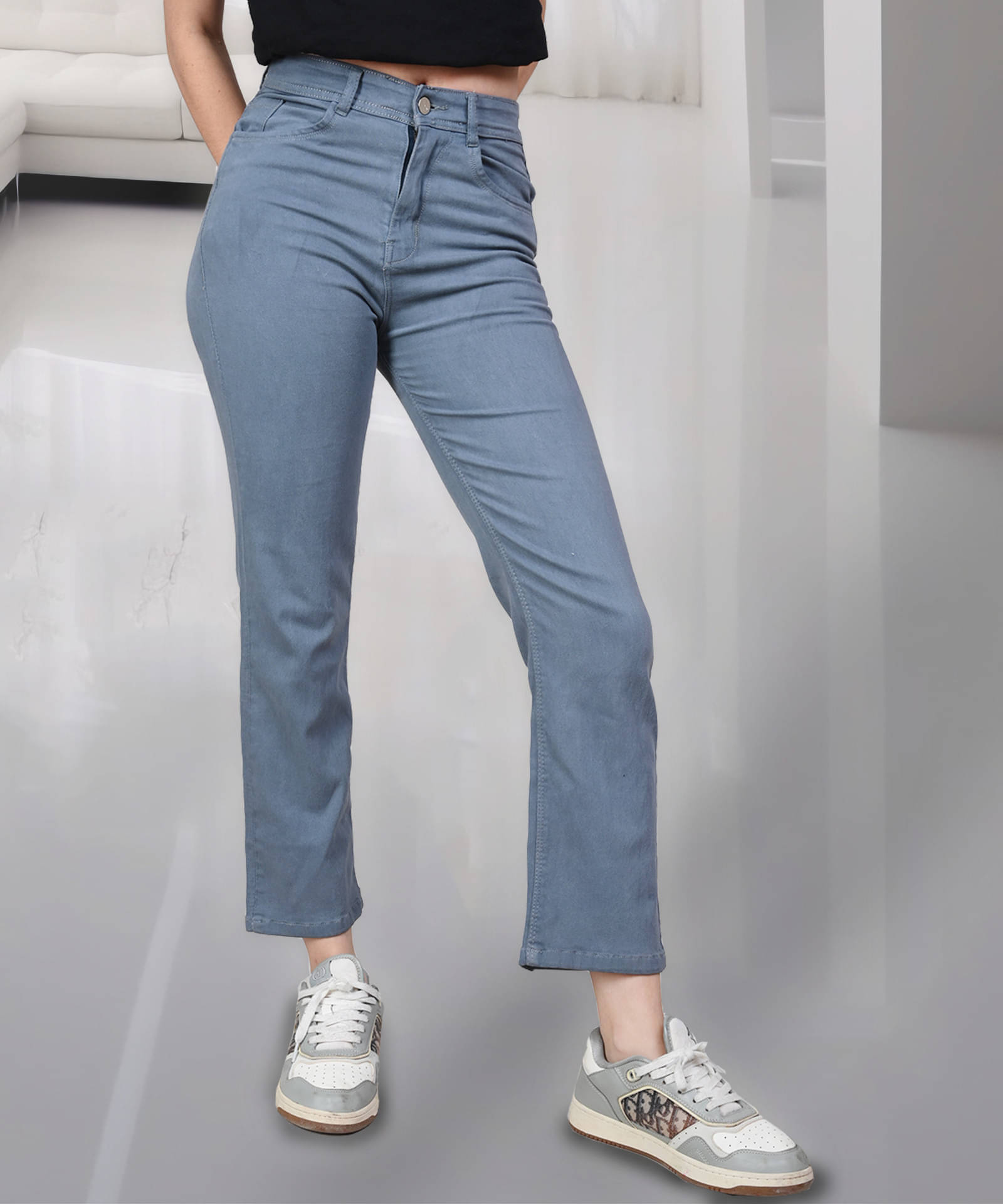     			NEUNK Women's Regular Fit Mid-Rise Jeans ( Grey )