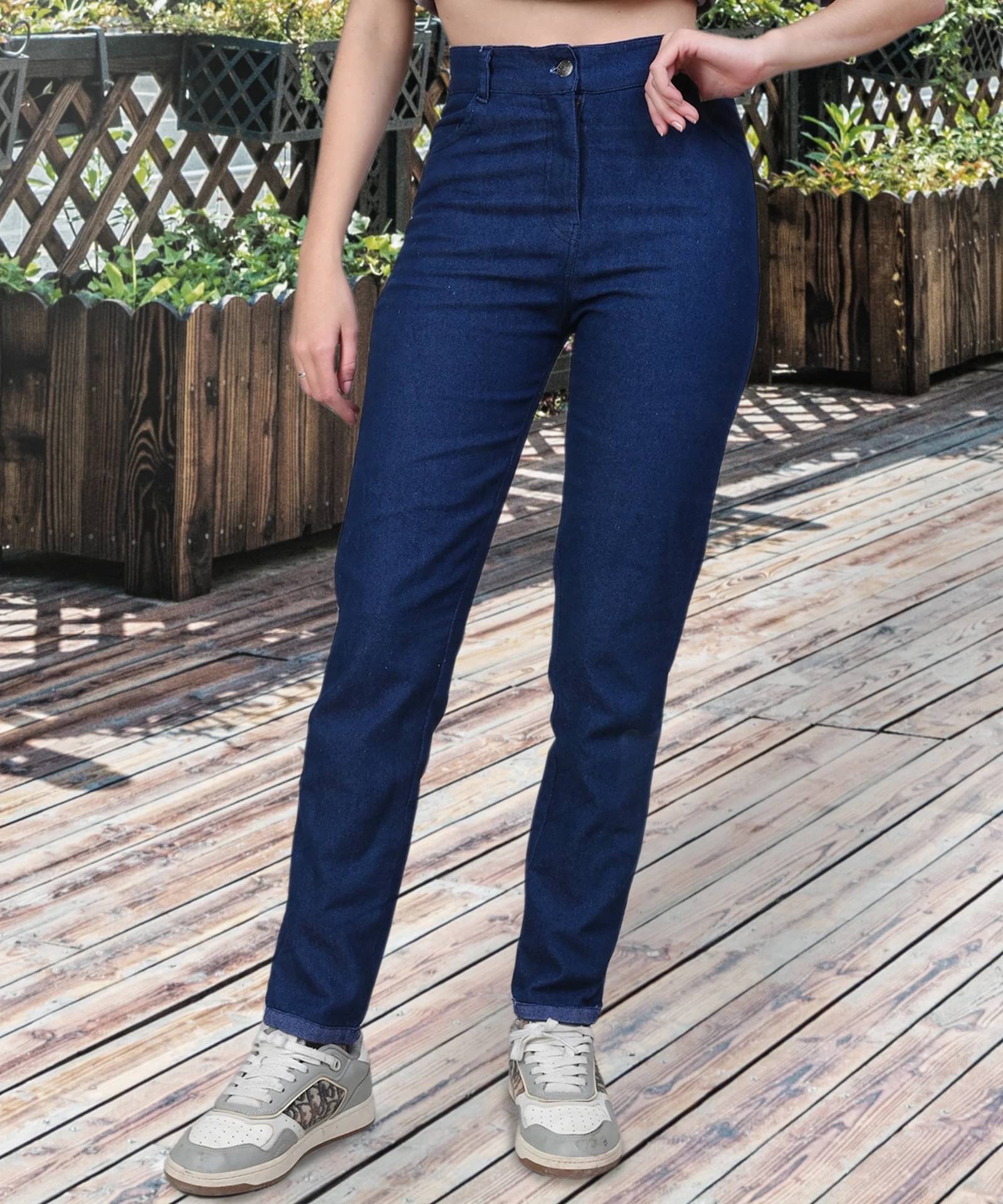     			NEUNK Women's Relaxed Fit Mid-Rise Jeans ( Dark Blue )