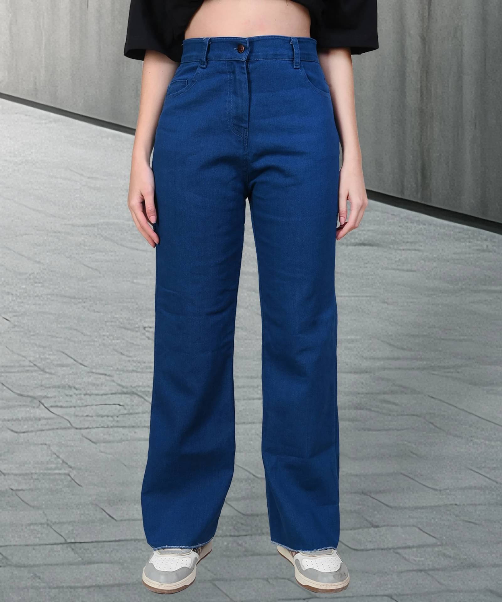     			NEUNK Women's Relaxed Fit Mid-Rise Jeans ( Dark Blue )
