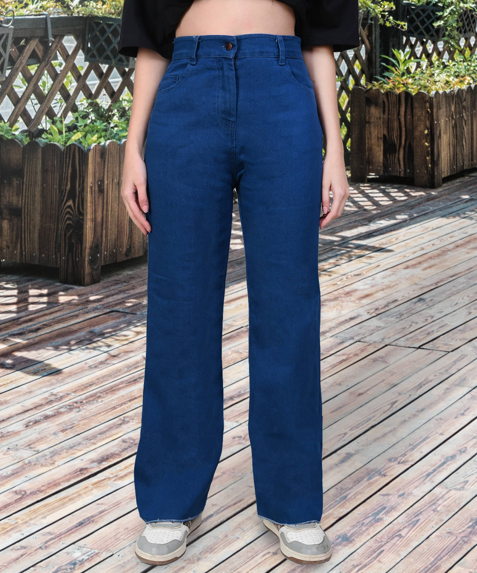     			NEUNK Women's Relaxed Fit Mid-Rise Jeans ( Blue )