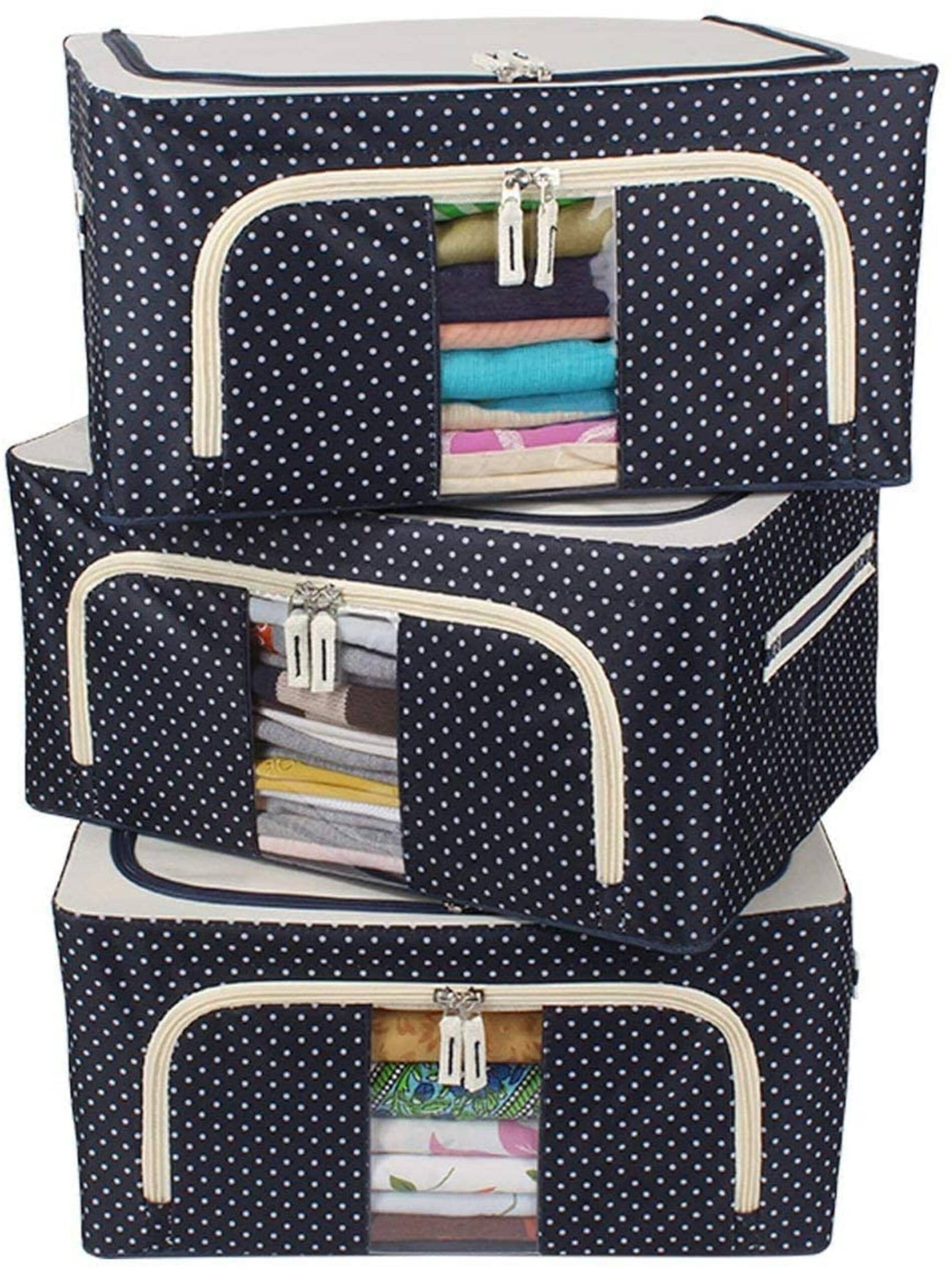 Organisers Storage Box for Clothes 66 Liter Capacity Wardrobe Organizer for Clothes Storage Foldable Steel Frame with Zipper Clear Window with Handle (66 Ltr - Pack of 1) Organisers Storage Box for Clothes 66 Liter Capacity Wardrobe Organizer for Clothes Storage Foldable Steel Frame with Zipper Clear Window with Handle (66 Ltr - Pack of 1)