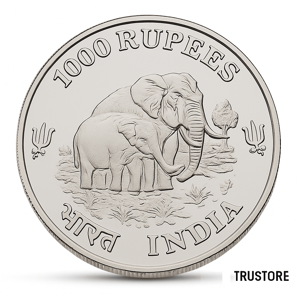 Rare 1000 Rupees 2025 ⭐Elephant Represents Strength and Fertility⭐ India old Silver-Plating coin ⭐ | Trustore Exclusive ⭐ Rare 1000 Rupees 2025 ⭐Elephant Represents Strength and Fertility⭐ India old Silver-Plating coin ⭐ | Trustore Exclusive ⭐