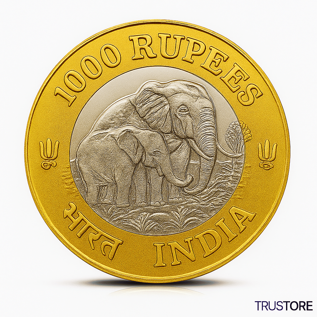 Rare 1000 Rupees 2025 ⭐Elephant Represents Strength and Fertility⭐ India old Bi-Metallic coin ⭐ | Trustore Exclusive ⭐ Rare 1000 Rupees 2025 ⭐Elephant Represents Strength and Fertility⭐ India old Bi-Metallic coin ⭐ | Trustore Exclusive ⭐