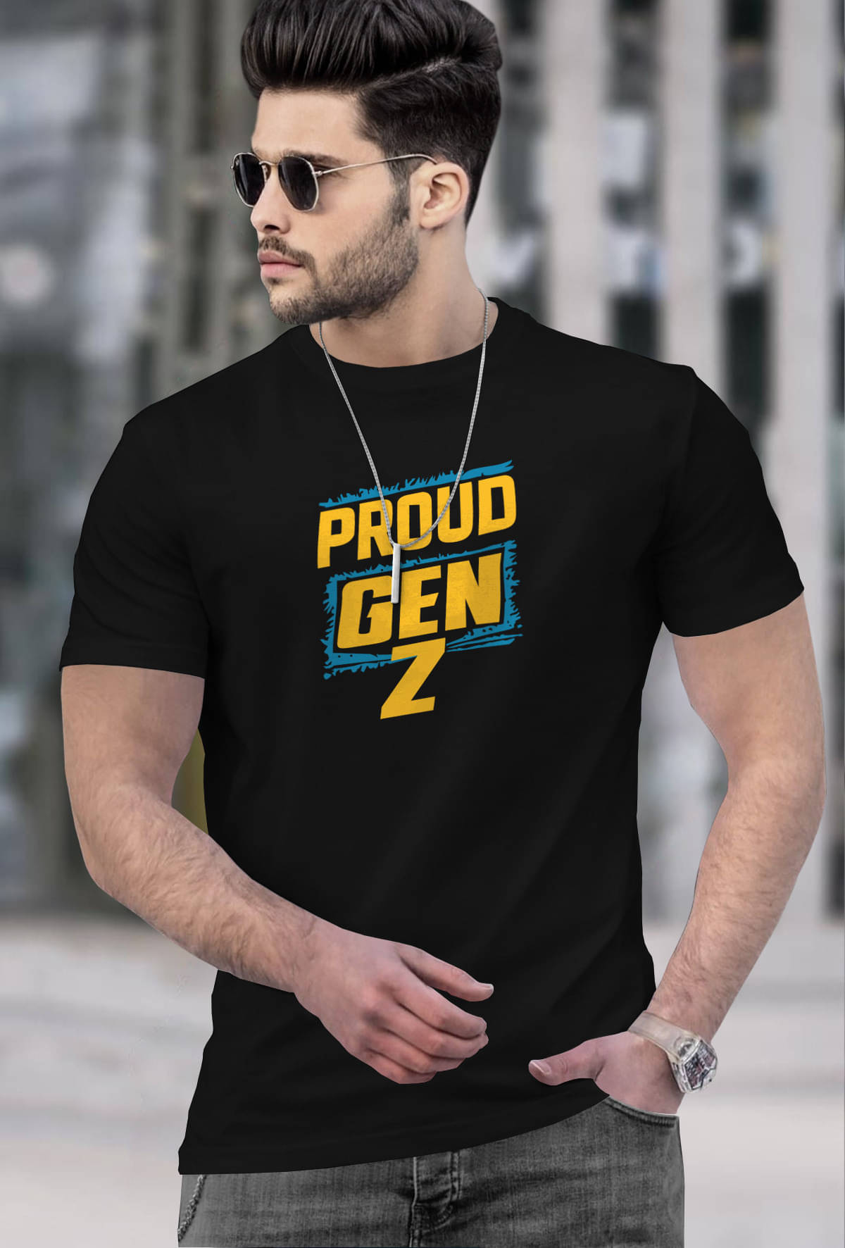     			Tripr Men Cotton Blend Regular Fit Solid T-Shirt ( Black )