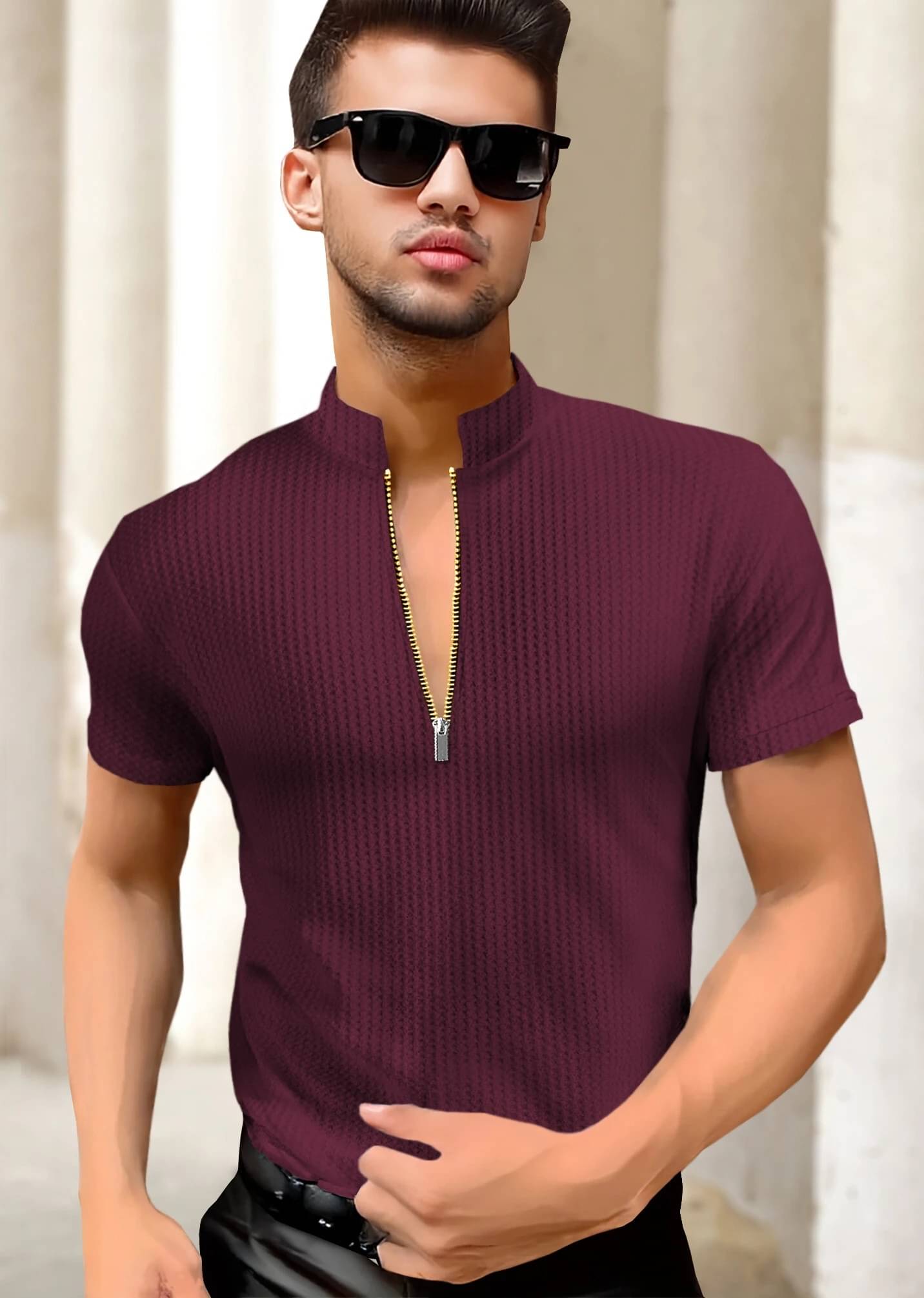     			Tripr Men Cotton Blend Regular Fit Printed T-Shirt ( Navy Blue )