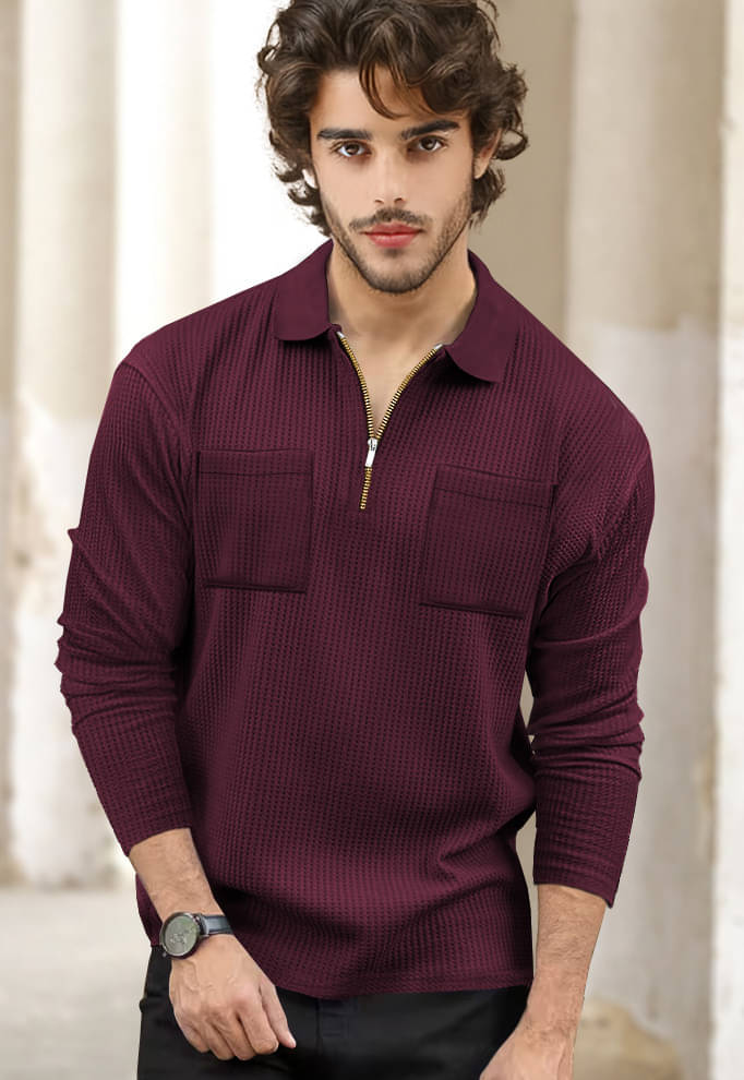 Tripr Men Cotton Blend Regular Fit Striped Polo T Shirt ( Maroon ) Tripr Men Cotton Blend Regular Fit Striped Polo T Shirt ( Maroon )