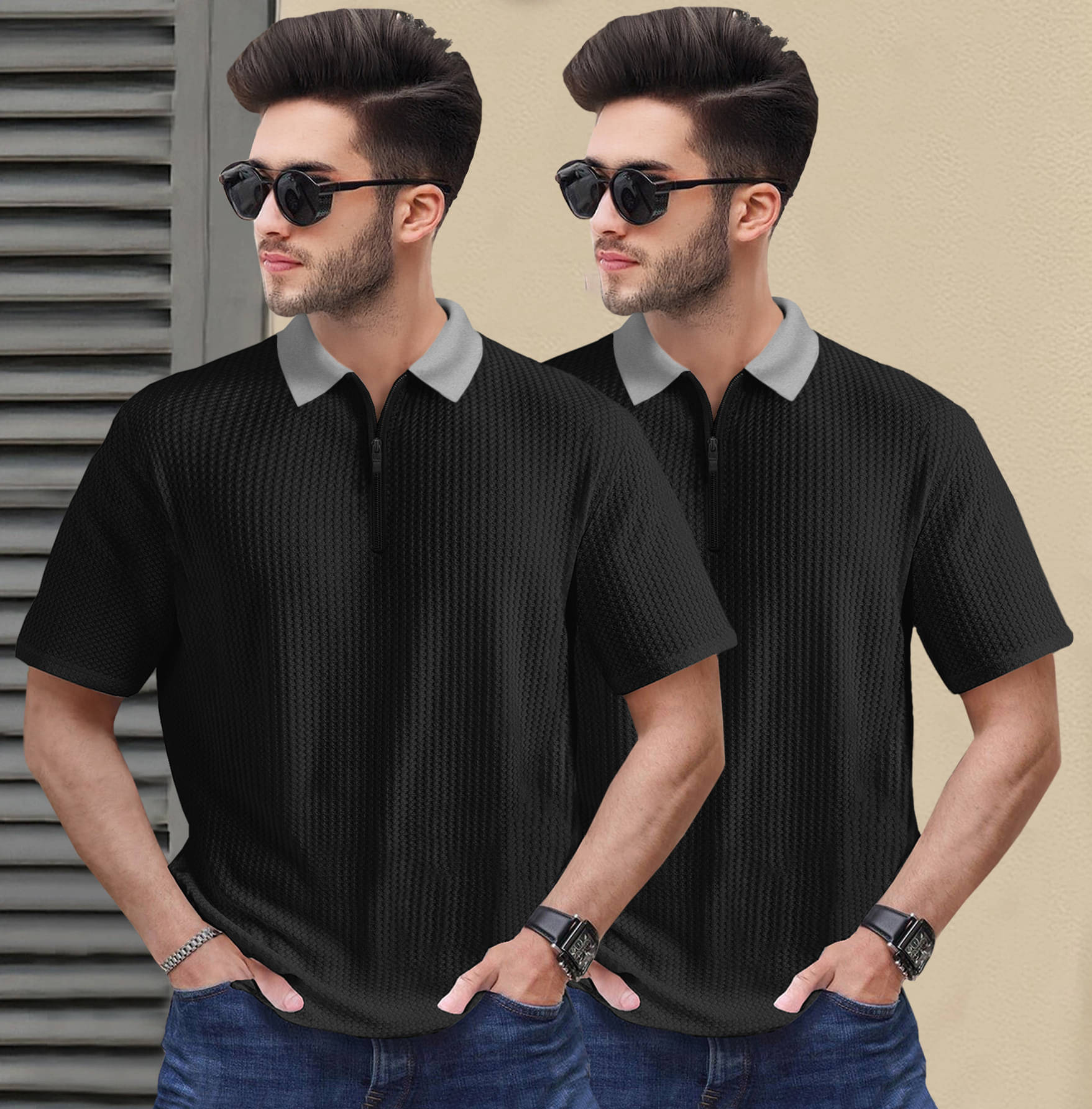    			Tripr Men Cotton Blend Regular Fit Striped Polo T Shirt ( Multicolor1 )