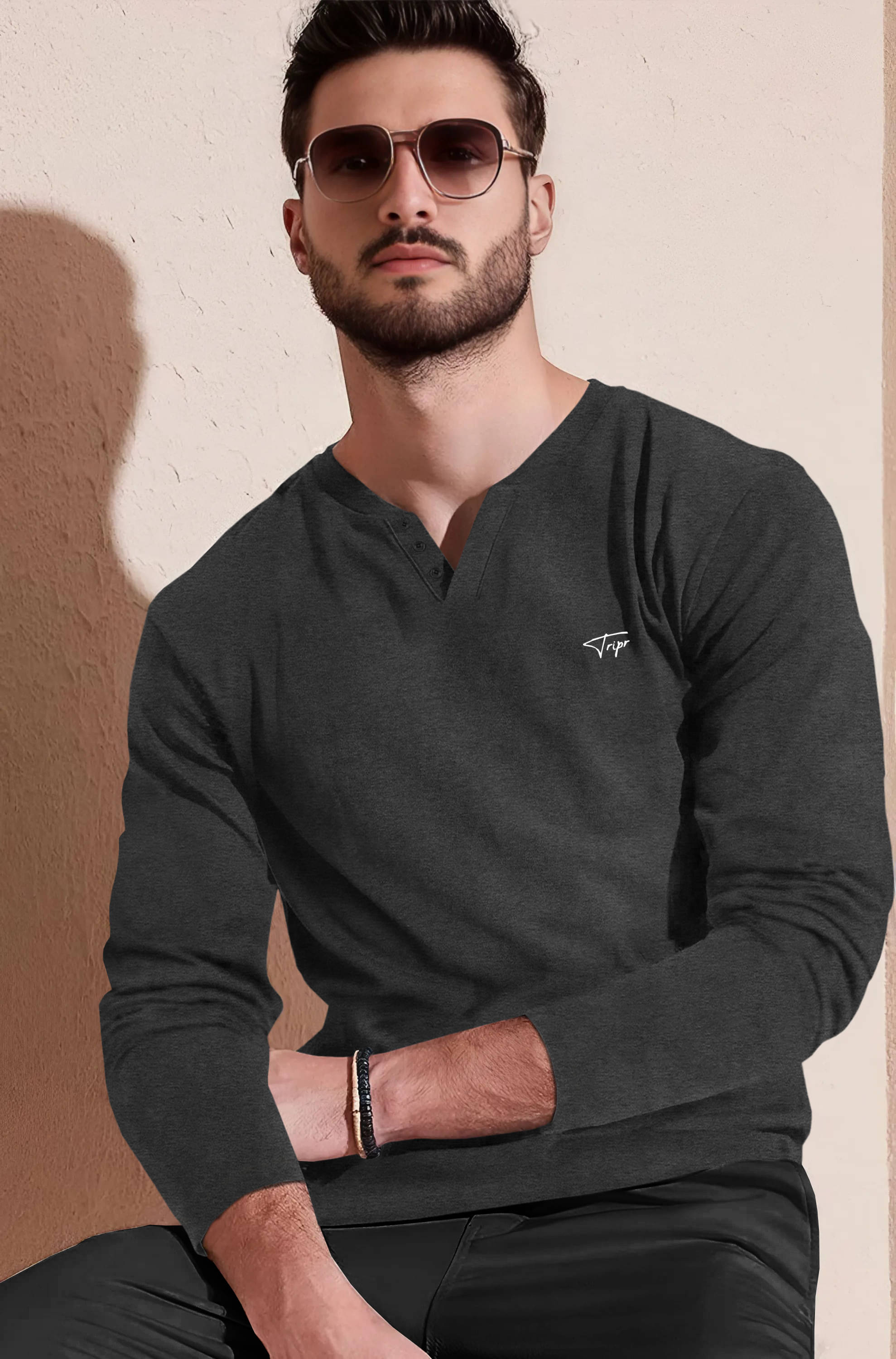 Tripr Men Cotton Blend Regular Fit Solid T-Shirt ( Grey ) Tripr Men Cotton Blend Regular Fit Solid T-Shirt ( Grey )