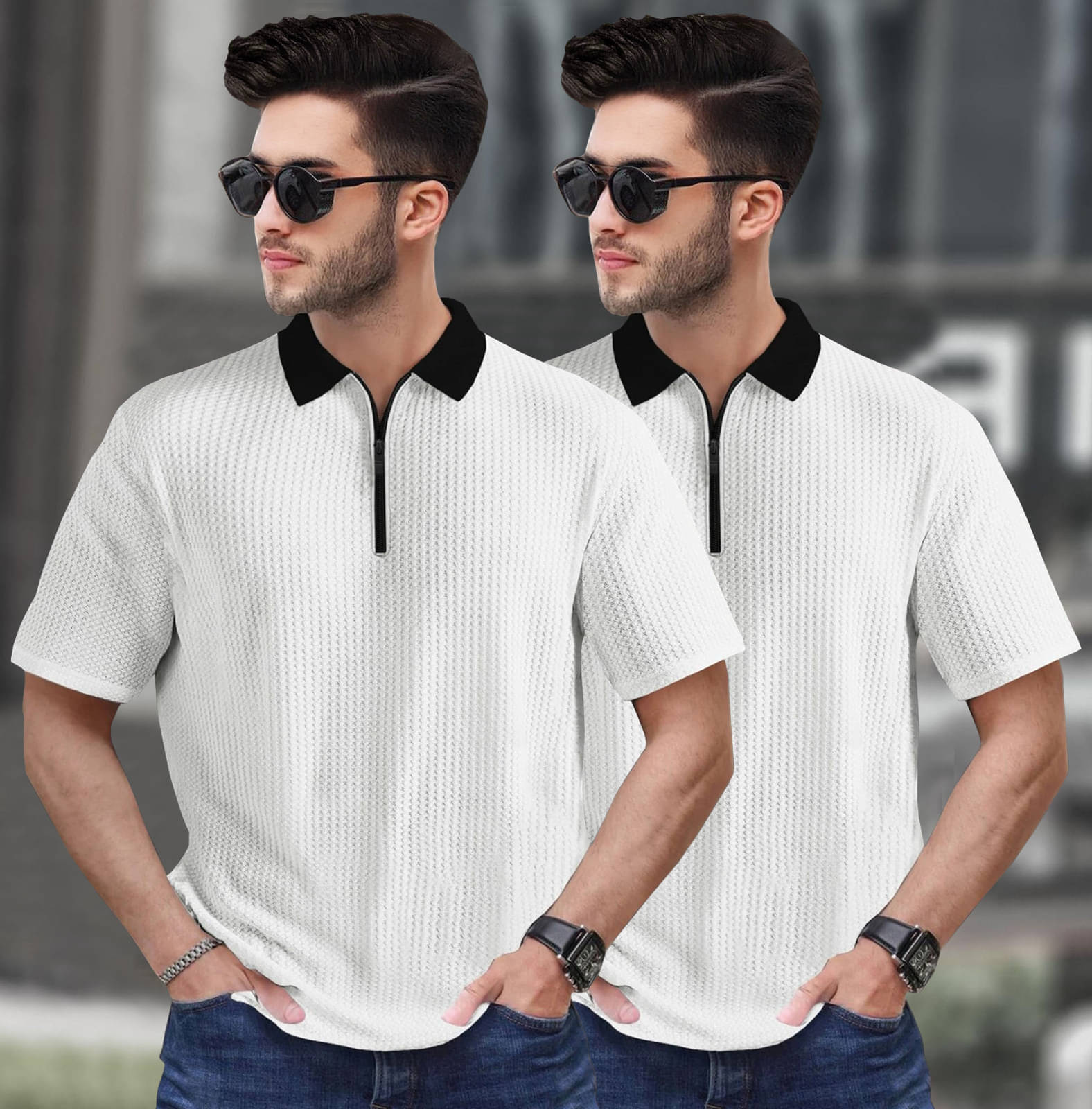     			Tripr Men Cotton Blend Regular Fit Striped Polo T Shirt ( Multicolor )