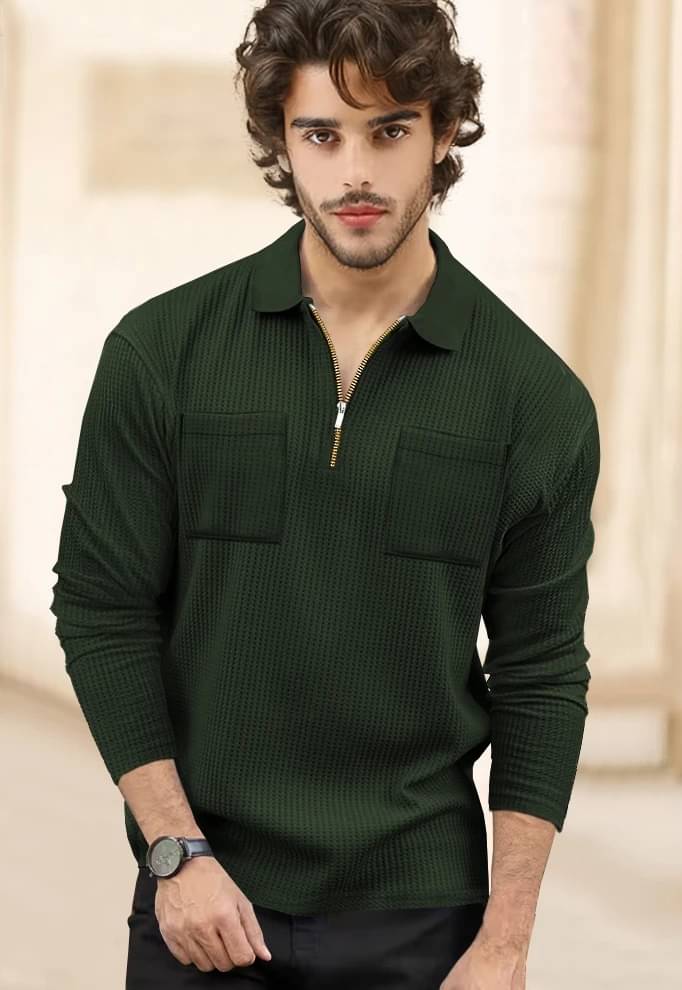     			Tripr Men Cotton Blend Regular Fit Striped Polo T Shirt ( Green )