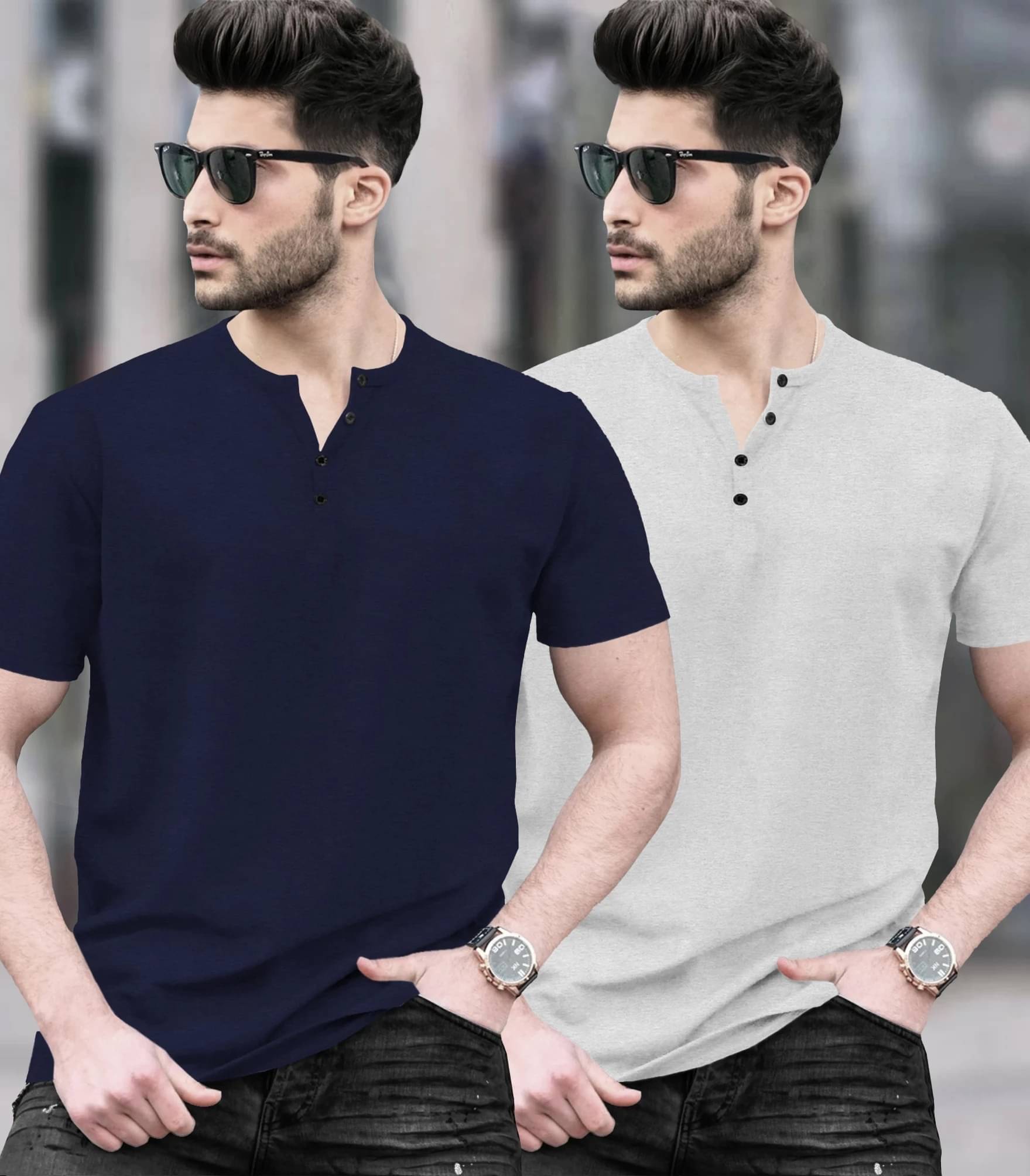     			Tripr Men Cotton Blend Regular Fit Solid T-Shirt ( Beige )