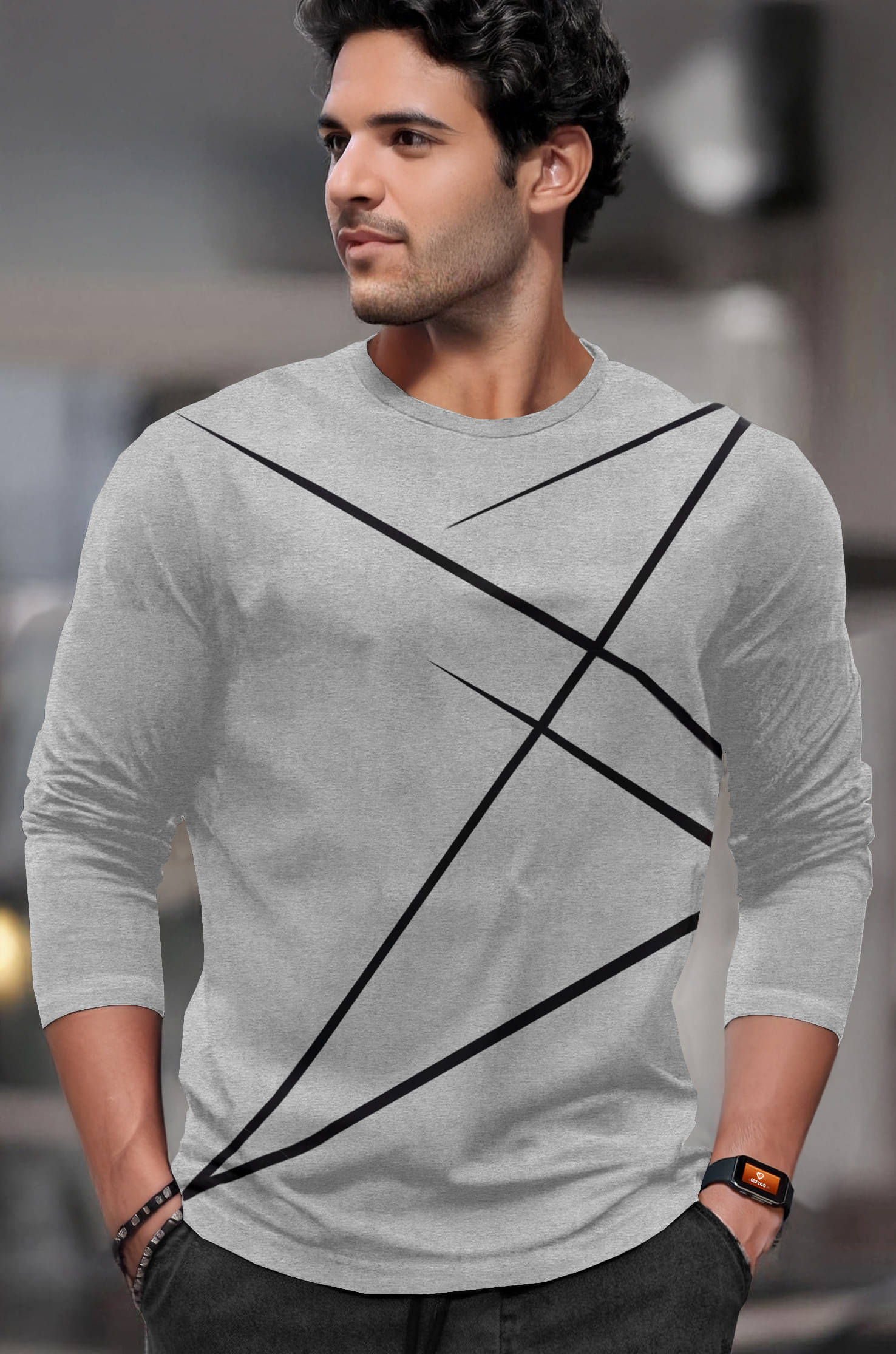 Tripr Men Cotton Blend Regular Fit Solid T-Shirt ( Grey )     			Tripr Men Cotton Blend Regular Fit Solid T-Shirt ( Grey )