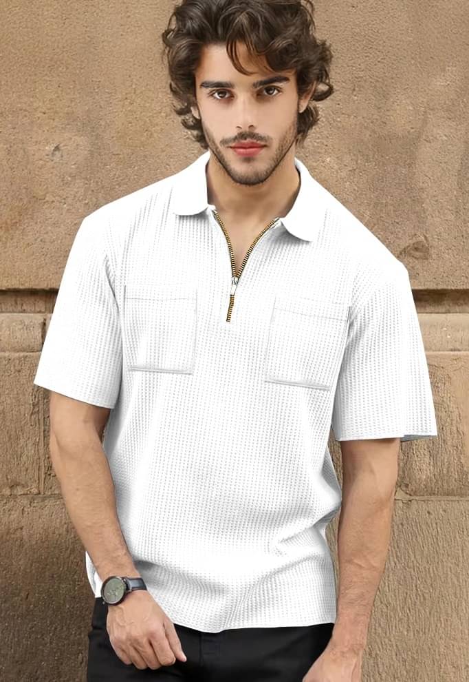     			Tripr Men Cotton Blend Regular Fit Striped Polo T Shirt ( White )