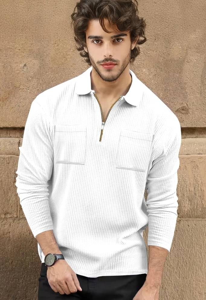     			Tripr Men Cotton Blend Regular Fit Striped Polo T Shirt ( White )