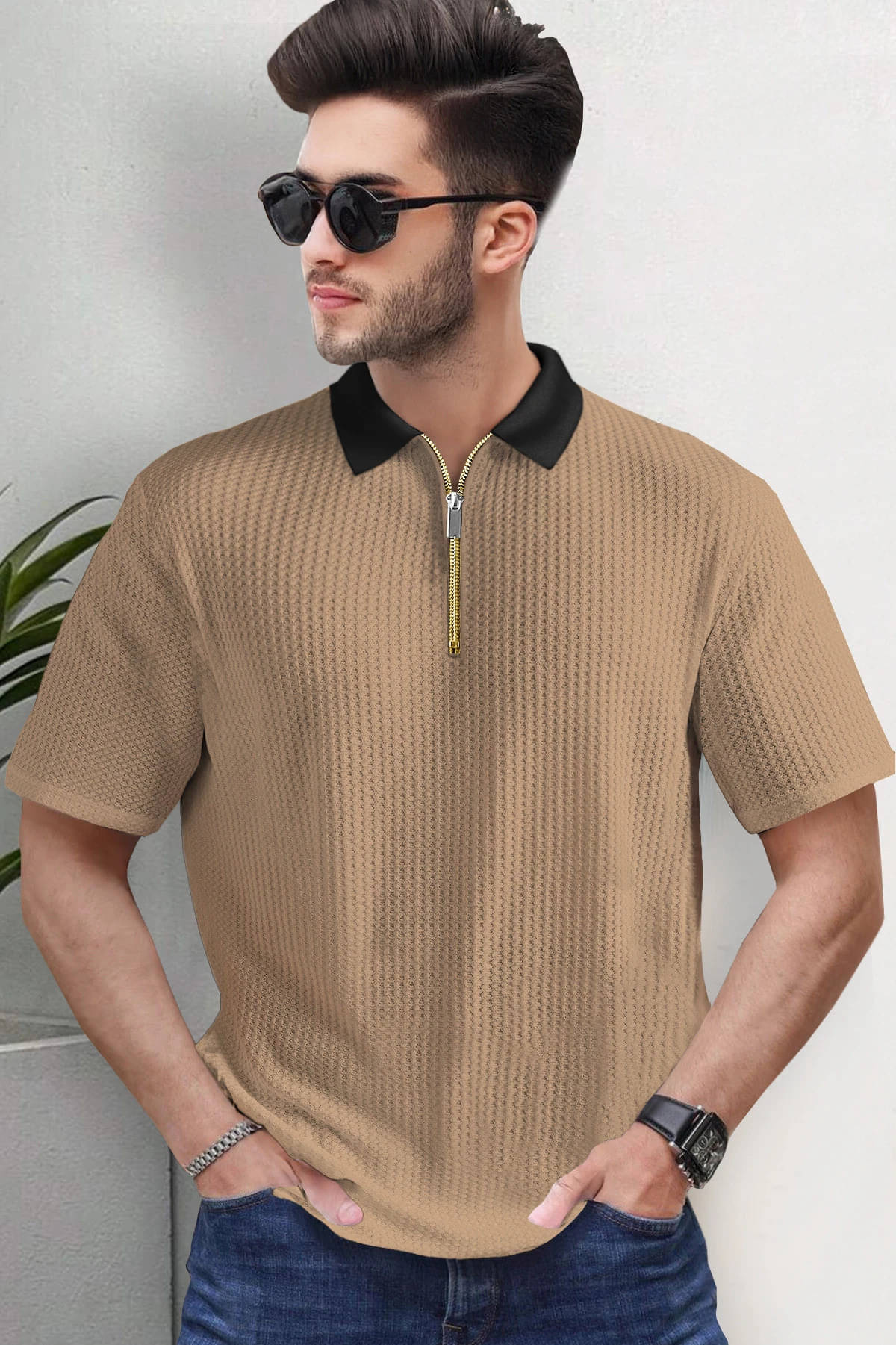     			Tripr Men Cotton Blend Regular Fit Striped Polo T Shirt ( Multicolor )
