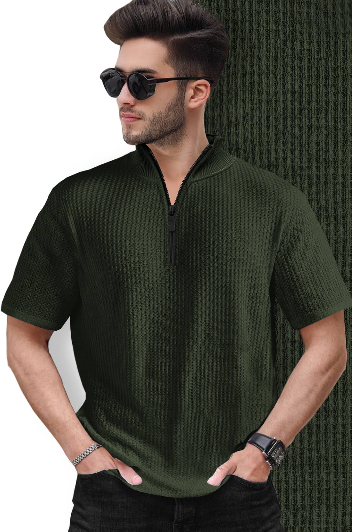 Tripr Men Cotton Blend Regular Fit Solid T-Shirt ( Green ) Tripr Men Cotton Blend Regular Fit Solid T-Shirt ( Green )