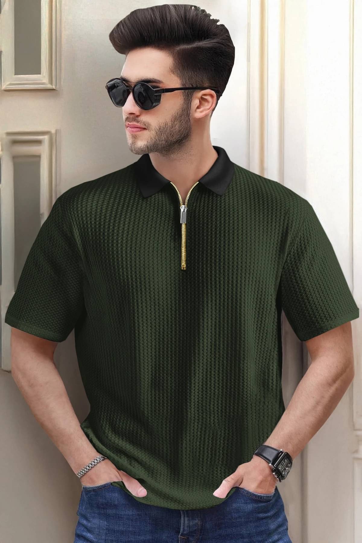     			Tripr Men Cotton Blend Regular Fit Striped Polo T Shirt ( Multicolor5 )