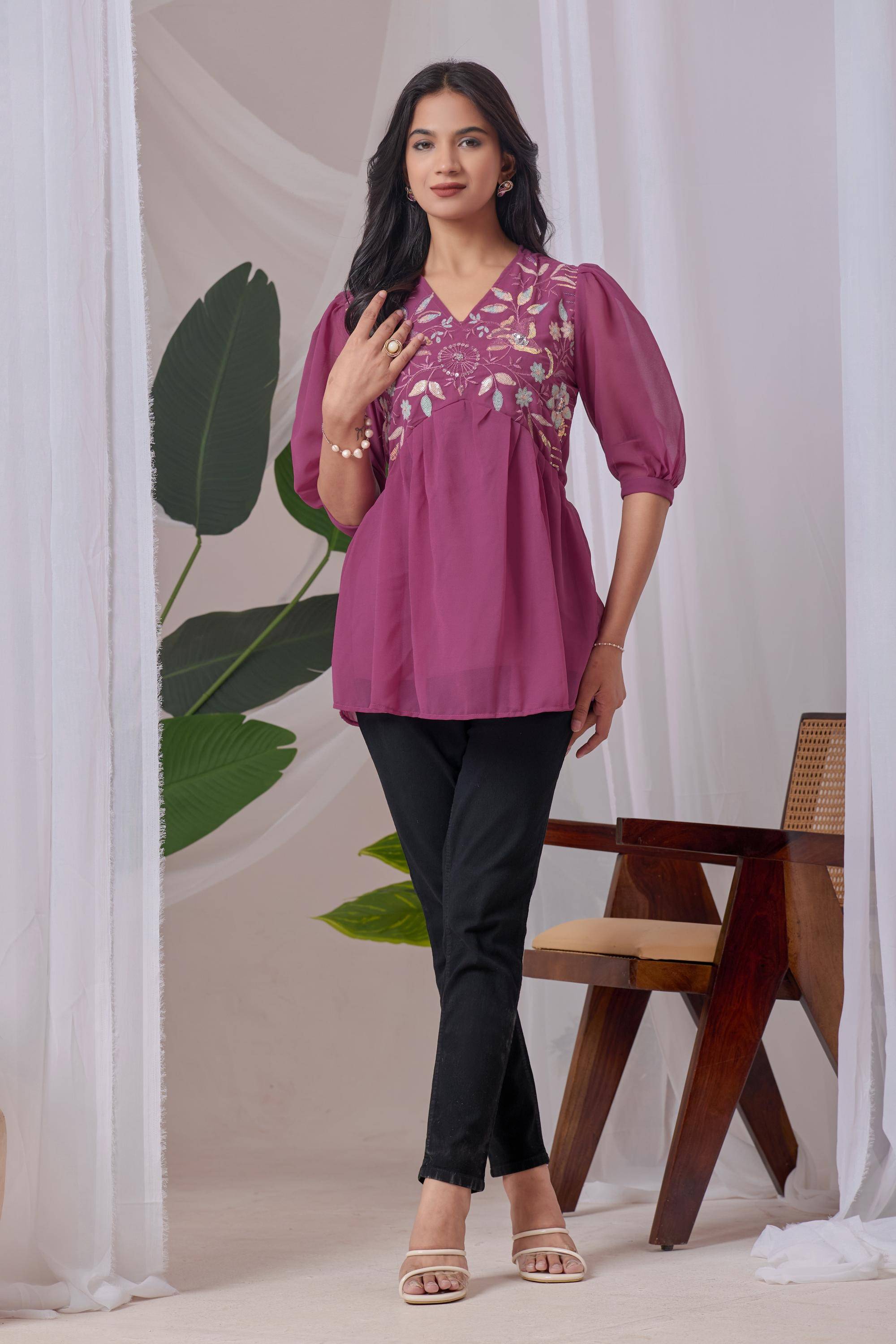 ZELZIS Women's Georgette Tunic ( Peach ) ZELZIS Women's Georgette Tunic ( Peach )