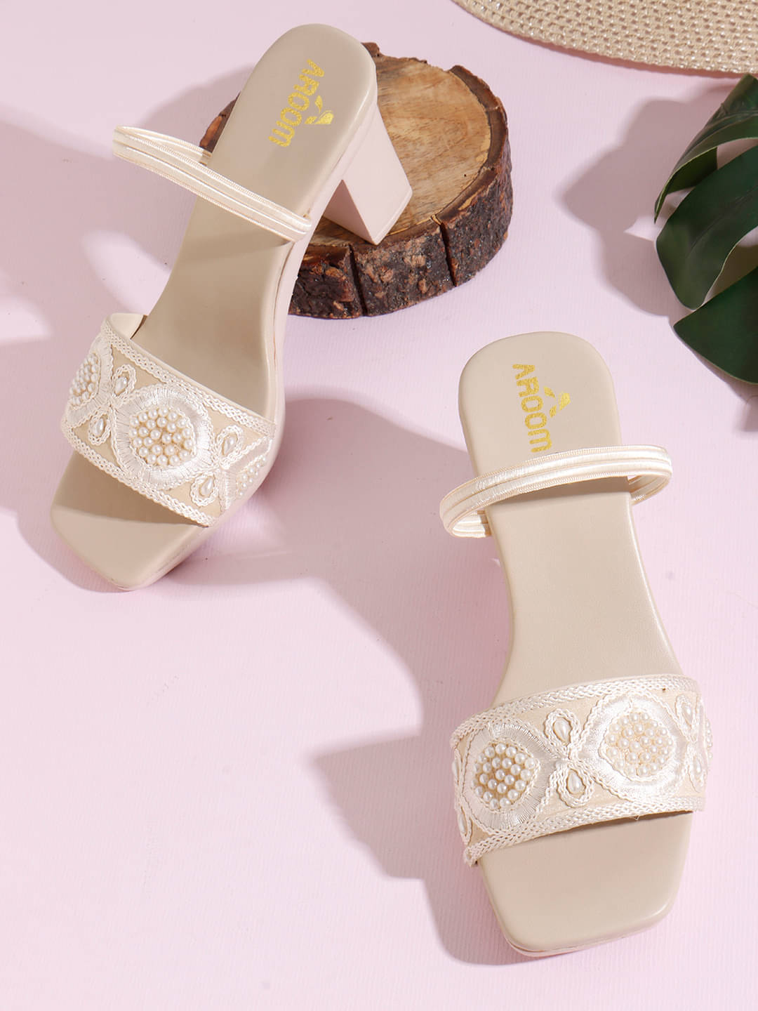 Aroom Cream Women's Sandal Heels     			Aroom Cream Women's Sandal Heels