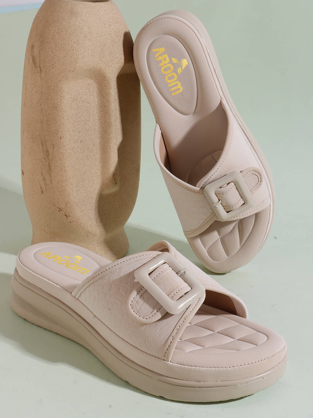 Aroom Cream Women's Sandal Heels     			Aroom Cream Women's Sandal Heels