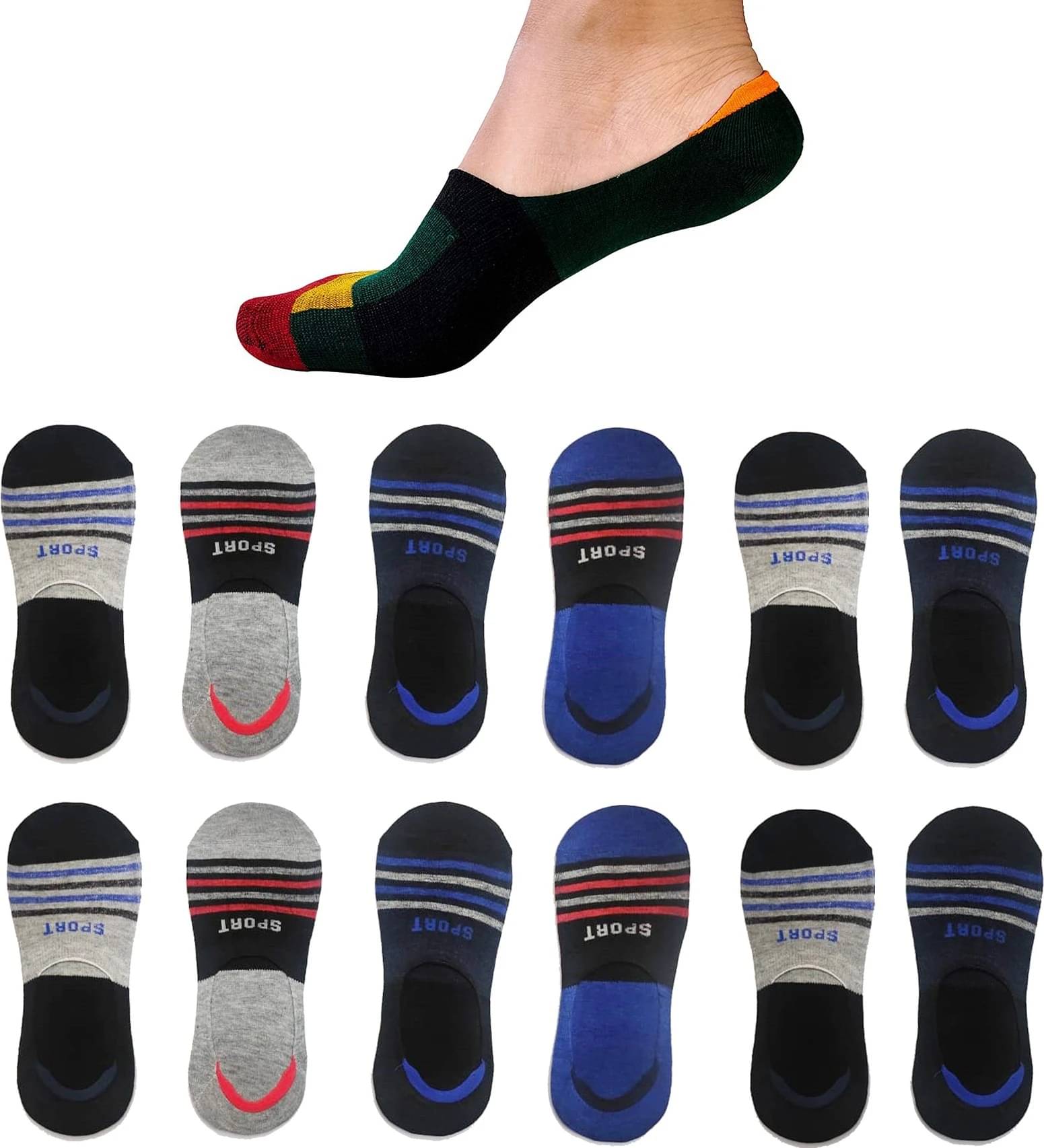     			BlackRod Pack of 6 Unisex Lycra Footies ( Multicolor )
